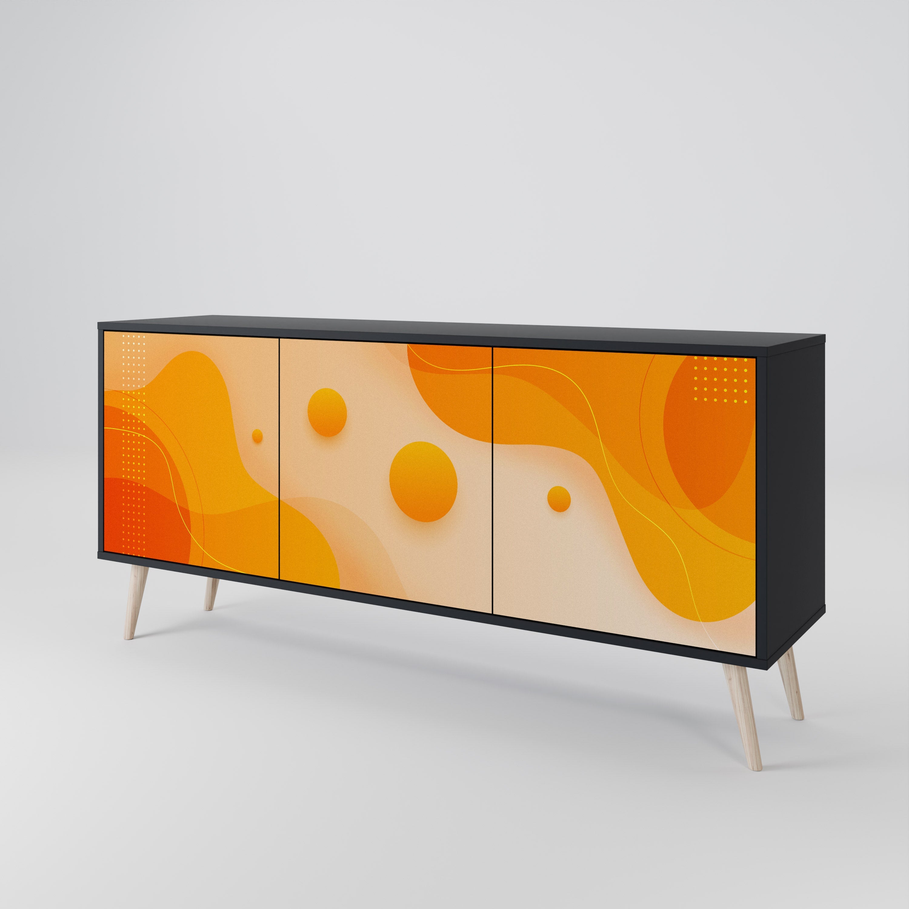 Buffet 3 portes ORANGE ARRANGEMENT en finition noire