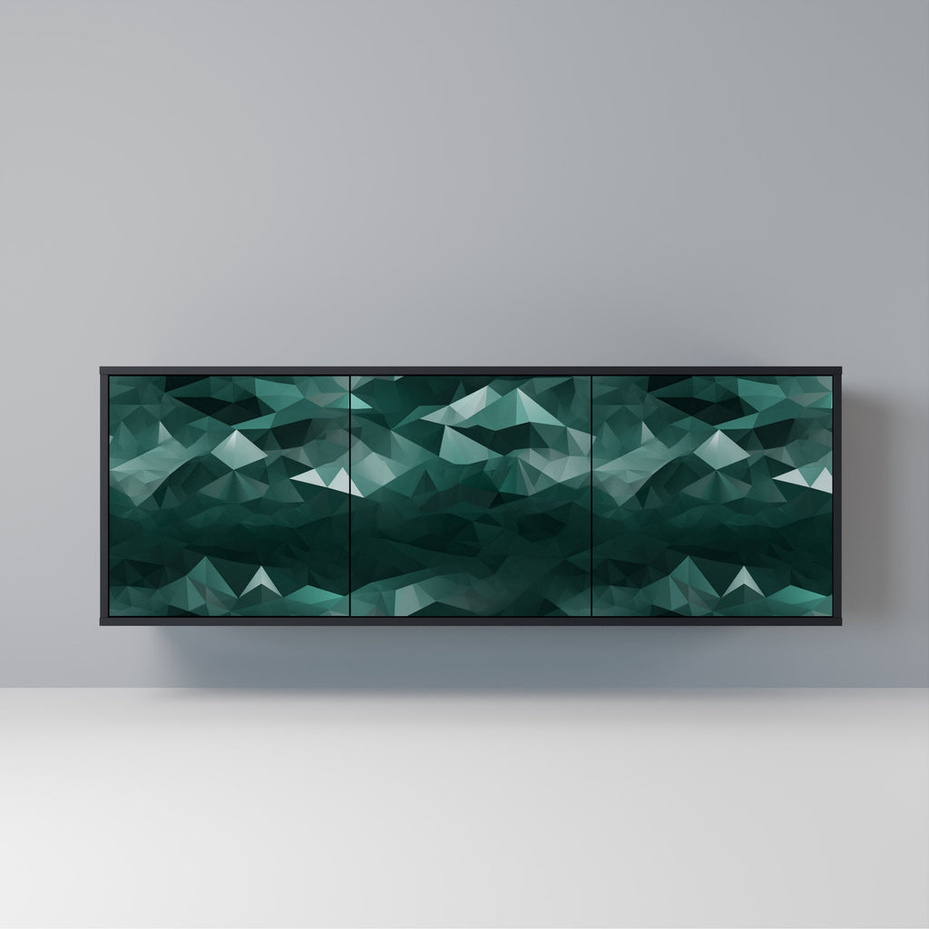 Buffet flottant polygonal à 3 portes, finition noire