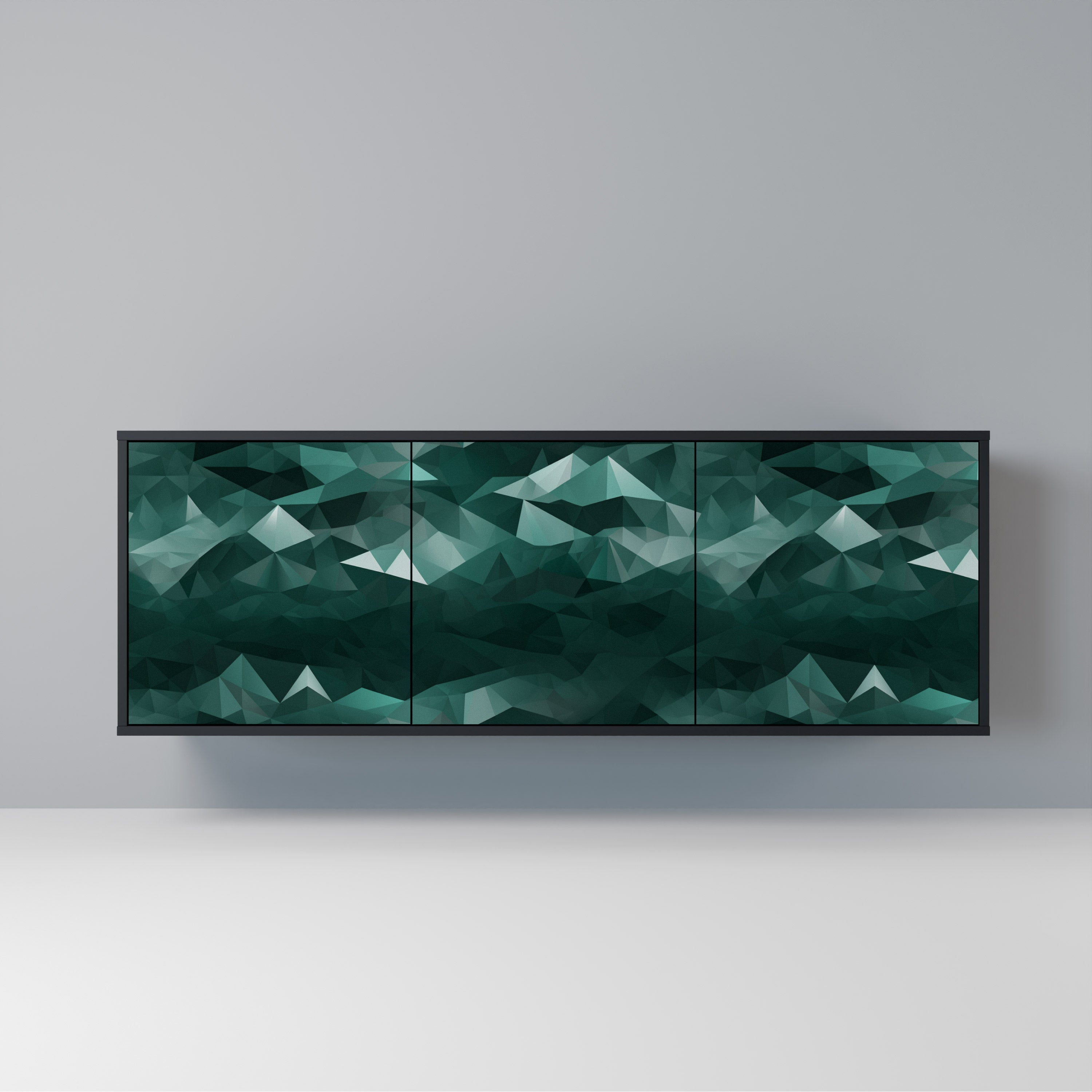 Buffet flottant polygonal à 3 portes, finition noire