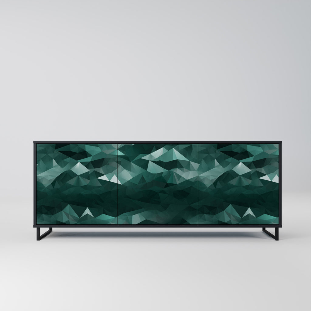 Buffet flottant polygonal à 3 portes, finition noire