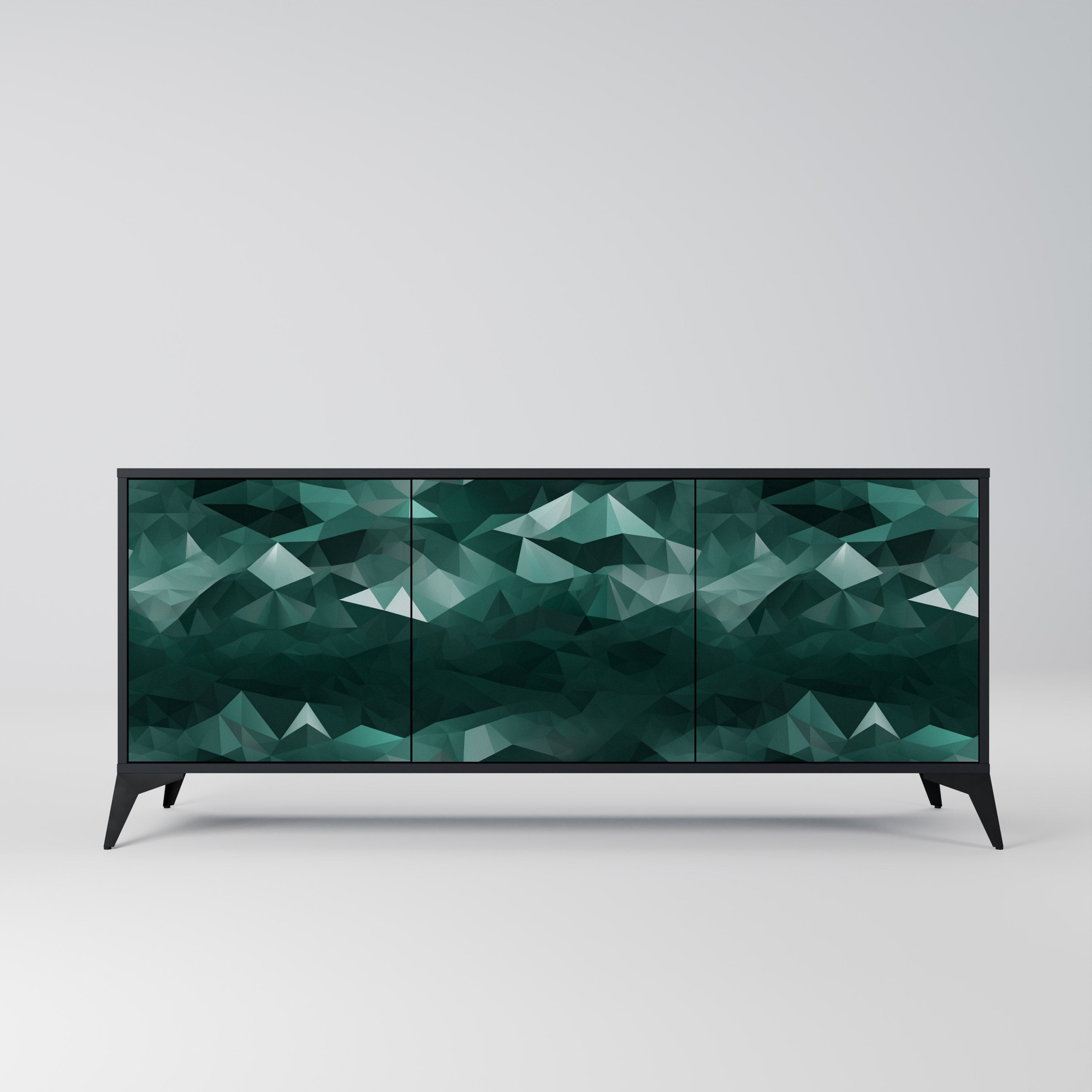 Buffet flottant polygonal à 3 portes, finition noire