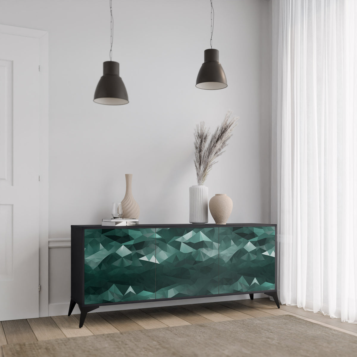 POLYGONAL FLOATING 3-Door Sideboard