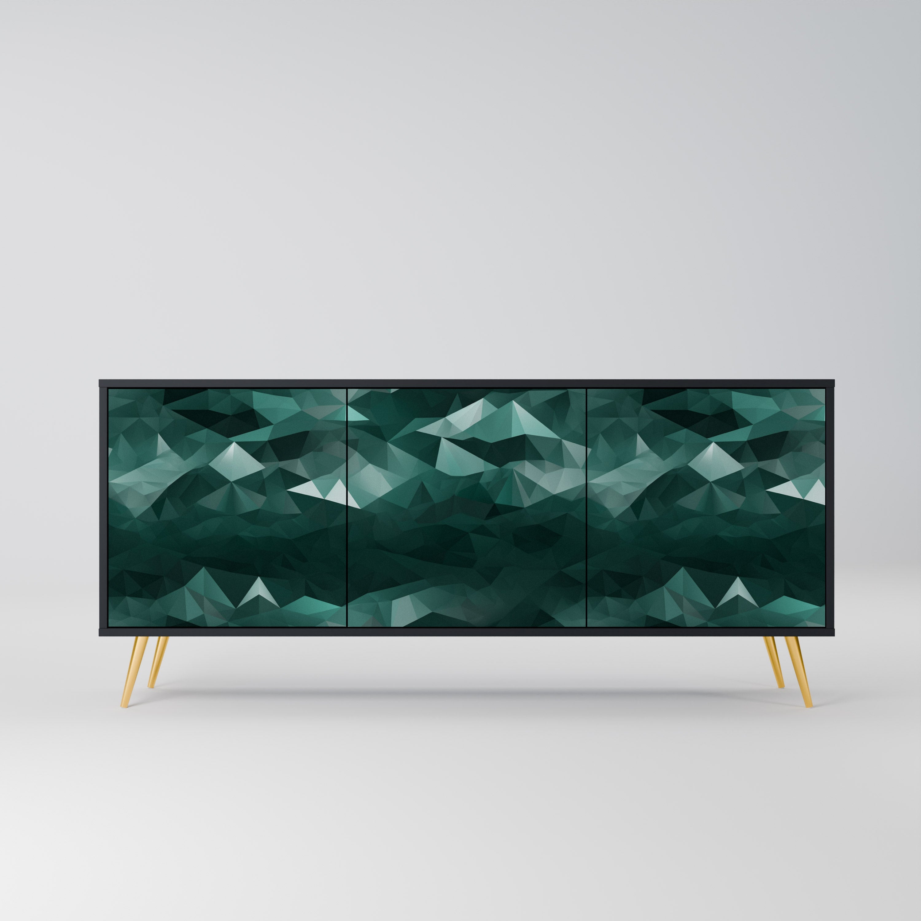 Buffet flottant polygonal à 3 portes, finition noire