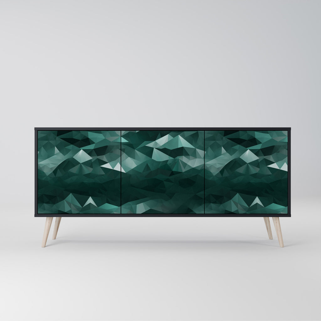 Buffet flottant polygonal à 3 portes, finition noire