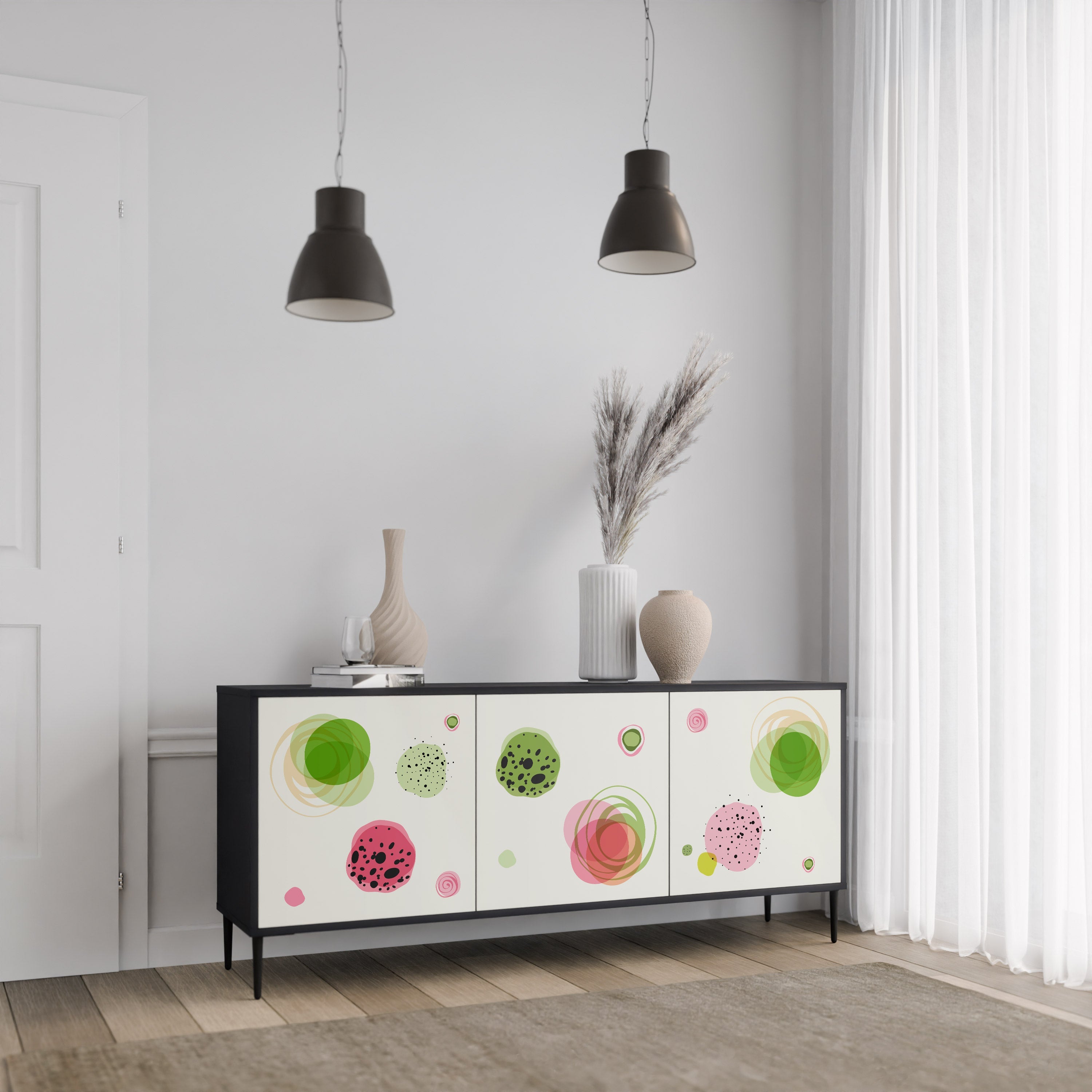 Buffet 3 portes COLORFUL COSMOS finition noire