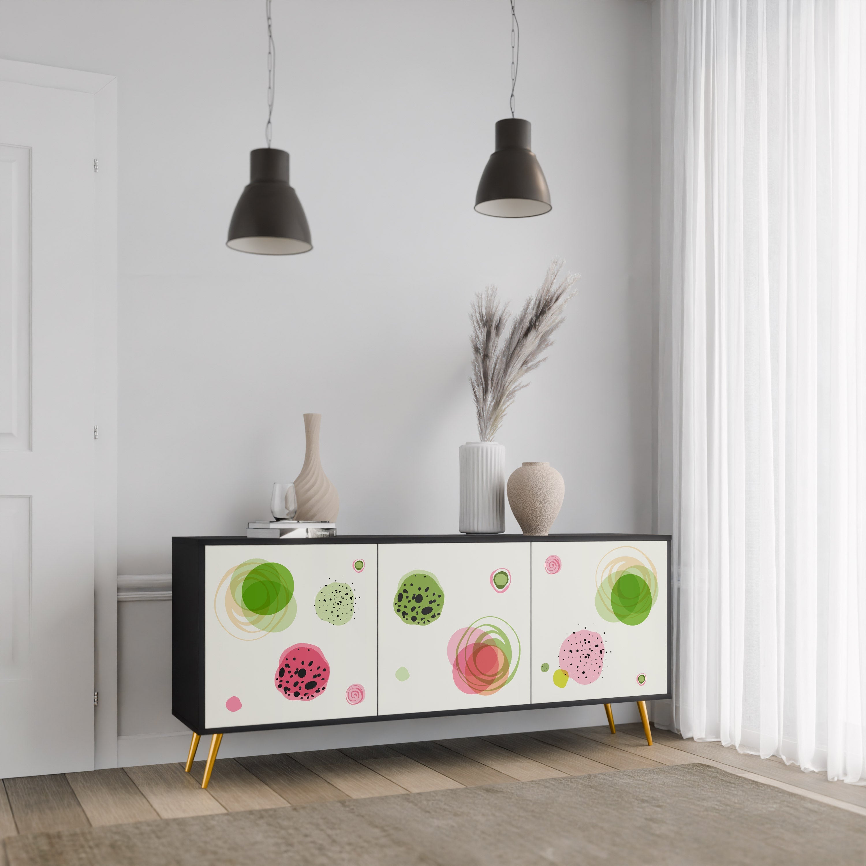 Buffet 3 portes COLORFUL COSMOS finition noire