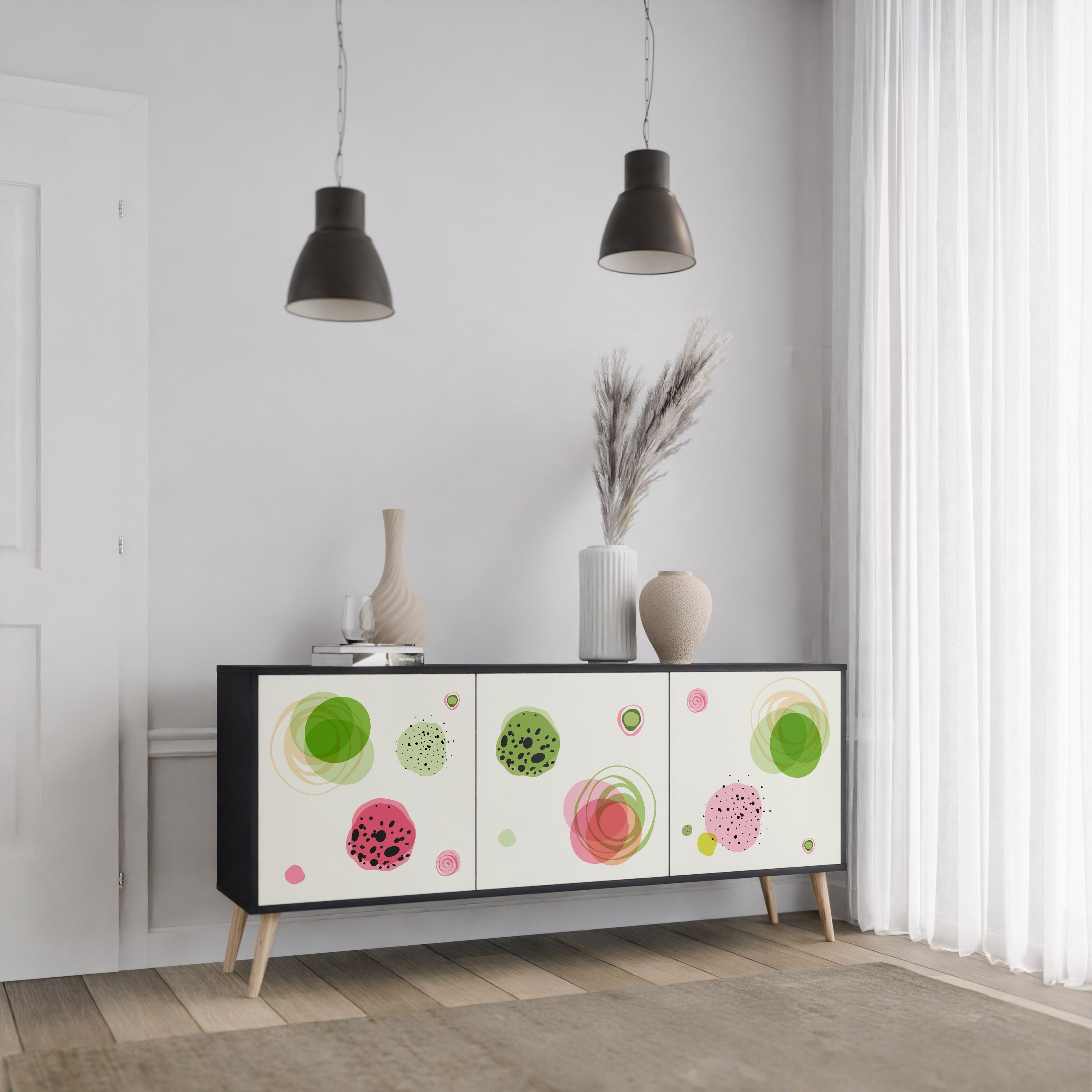 Buffet 3 portes COLORFUL COSMOS finition noire