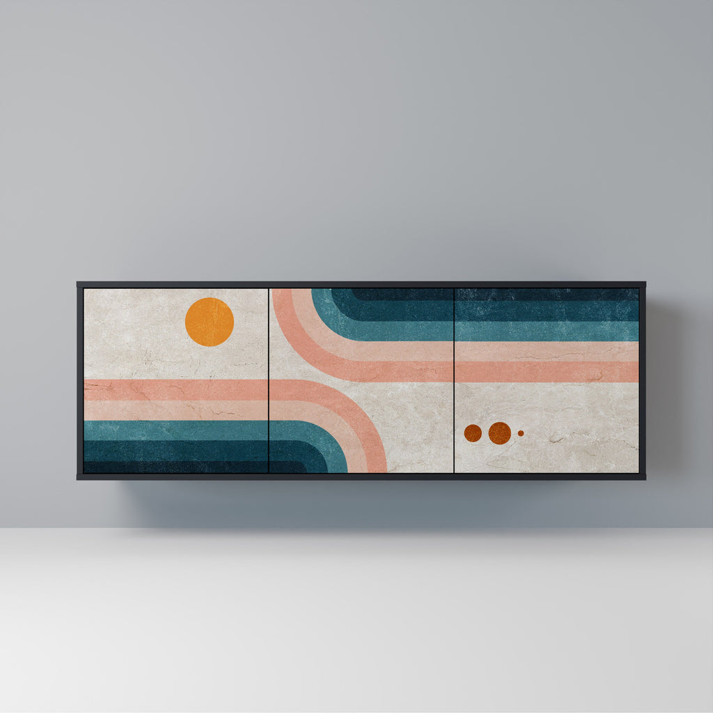 Buffet 3 portes TWO HALVES en finition noire