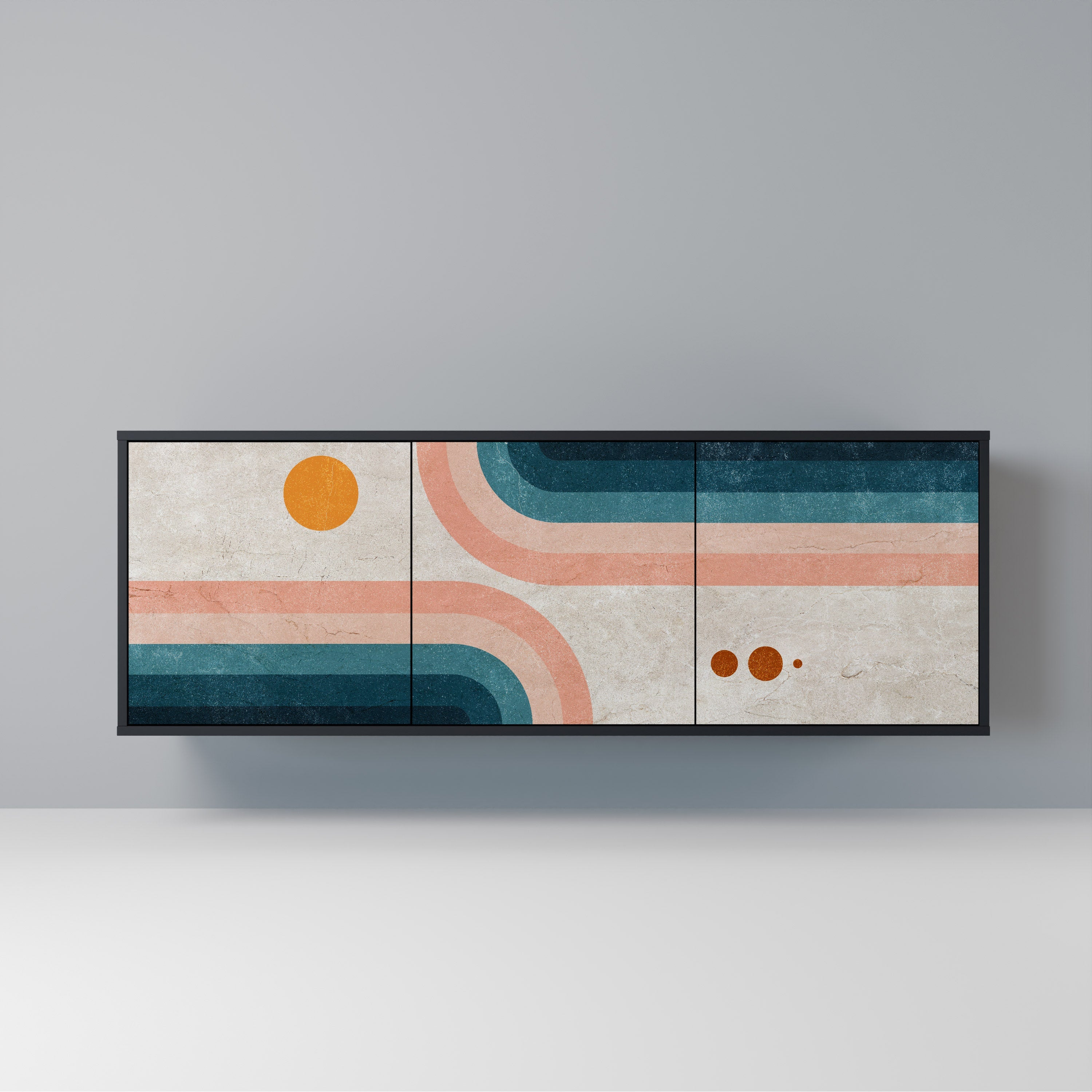 Buffet 3 portes TWO HALVES en finition noire