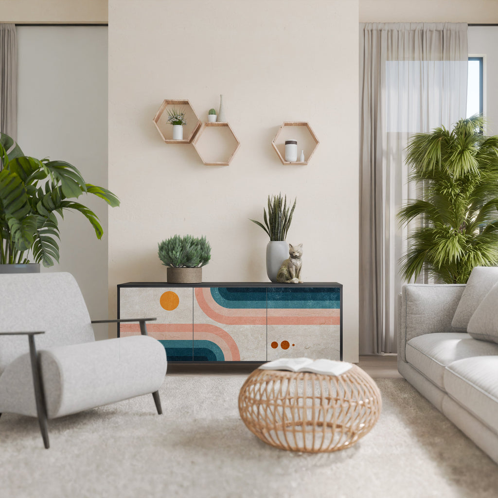 Buffet 3 portes TWO HALVES en finition noire