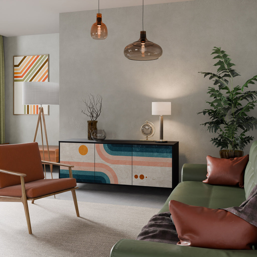 Buffet 3 portes TWO HALVES en finition noire