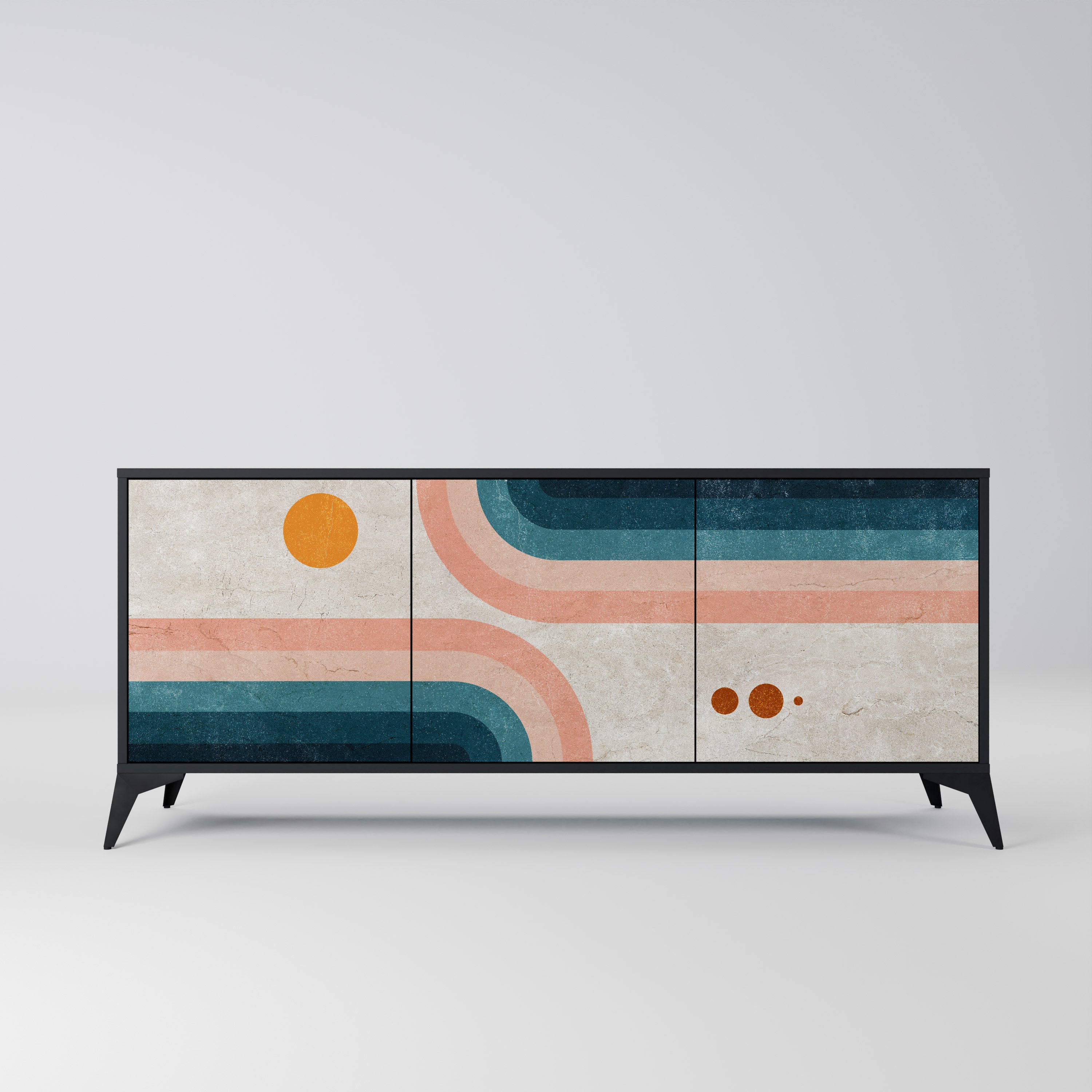 Buffet 3 portes TWO HALVES en finition noire