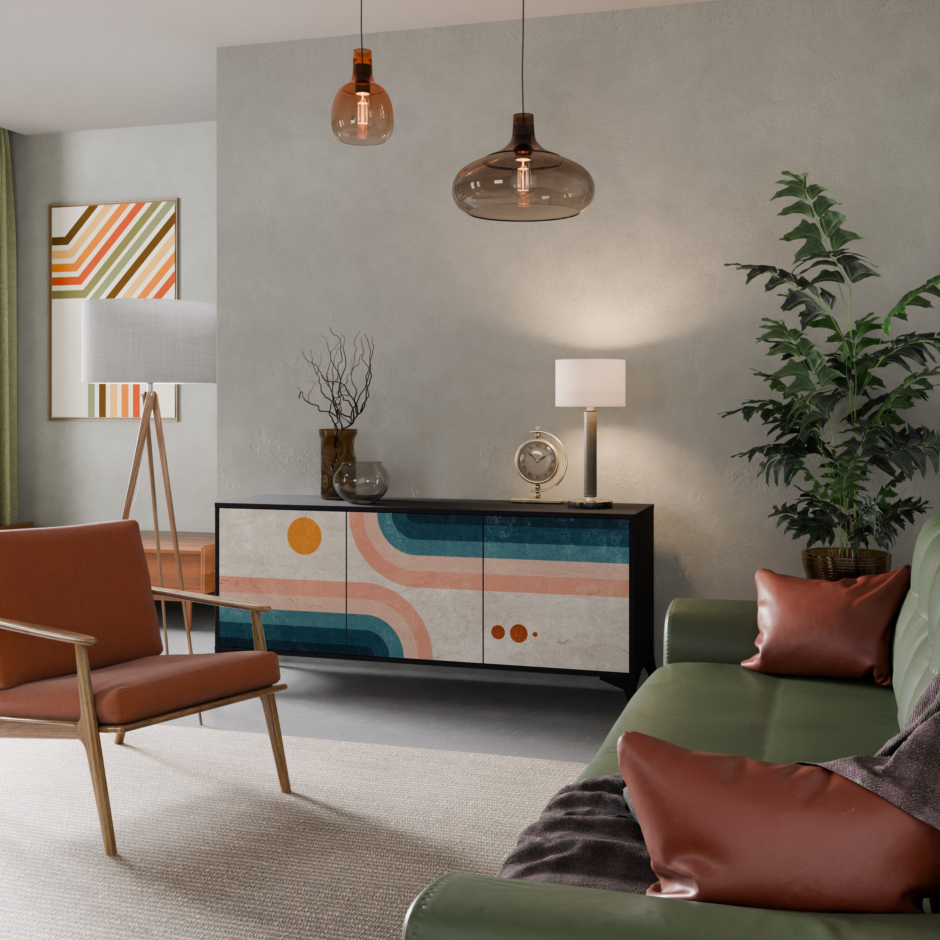 Buffet 3 portes TWO HALVES en finition noire