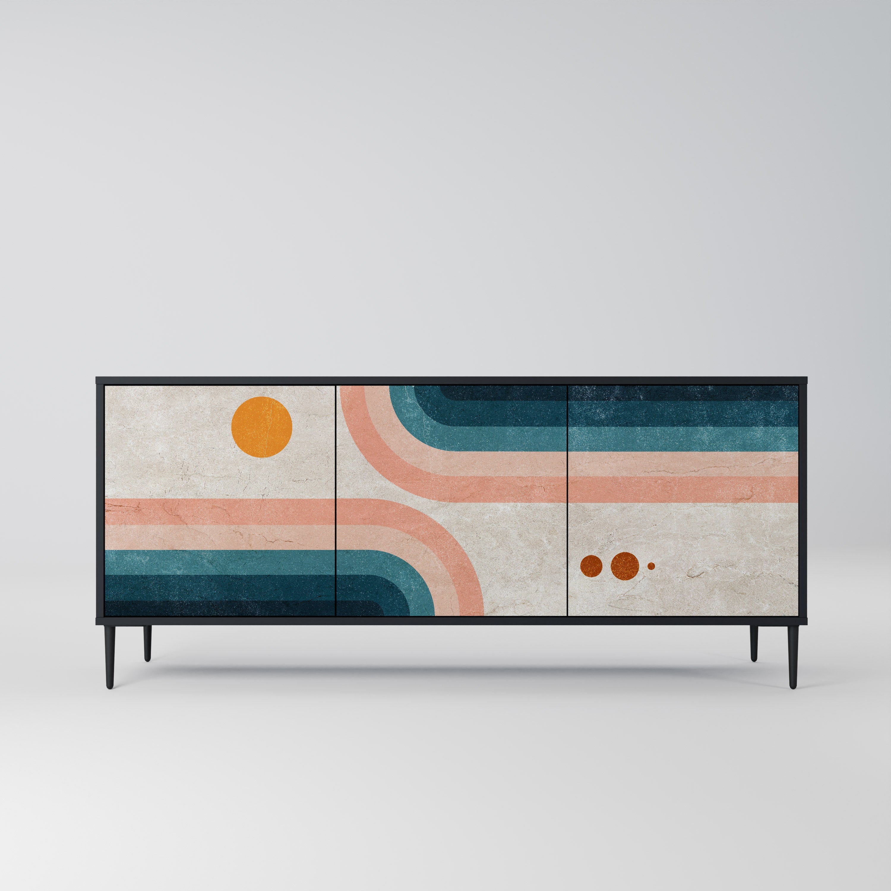 Buffet 3 portes TWO HALVES en finition noire