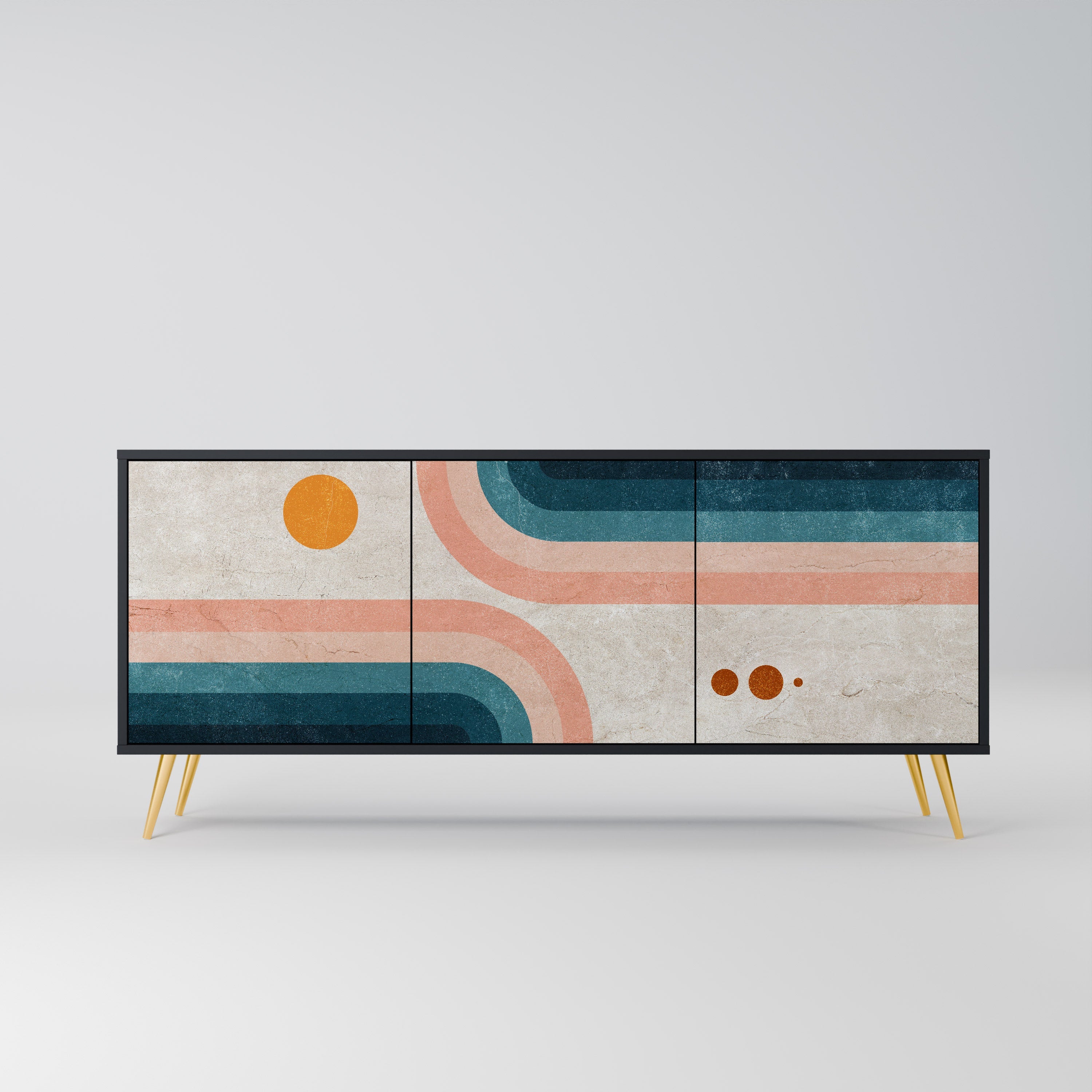 Buffet 3 portes TWO HALVES en finition noire