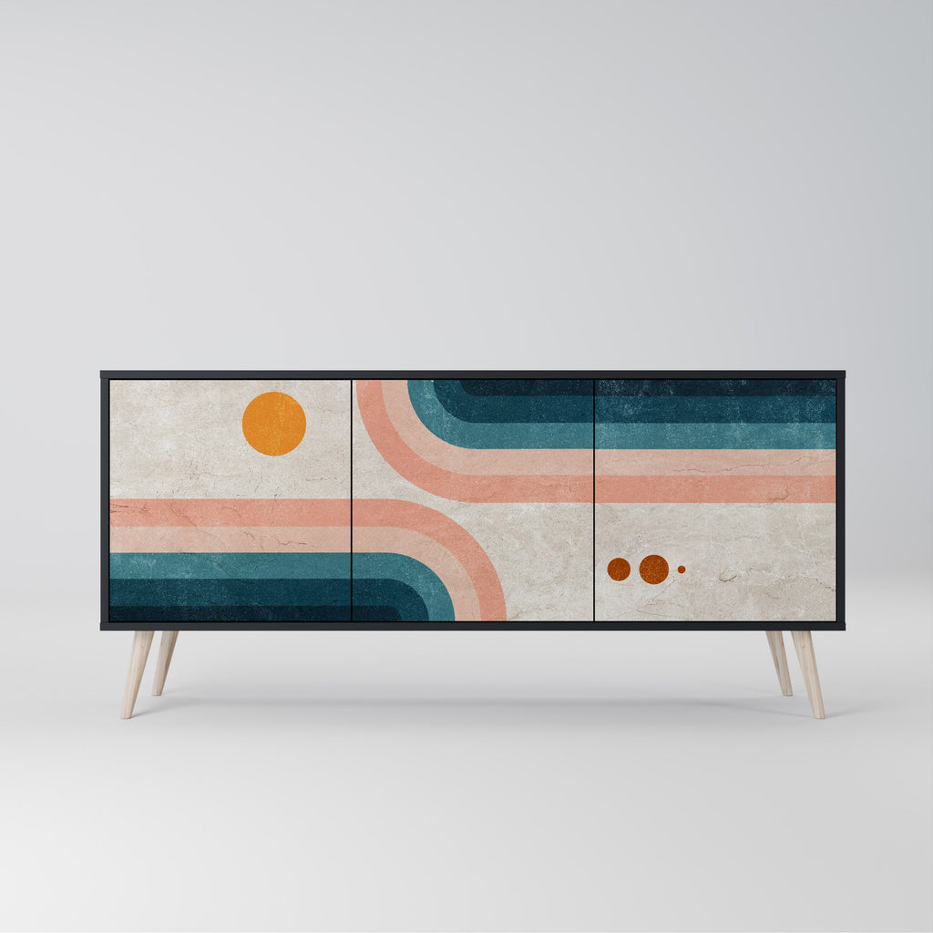 Buffet 3 portes TWO HALVES en finition noire