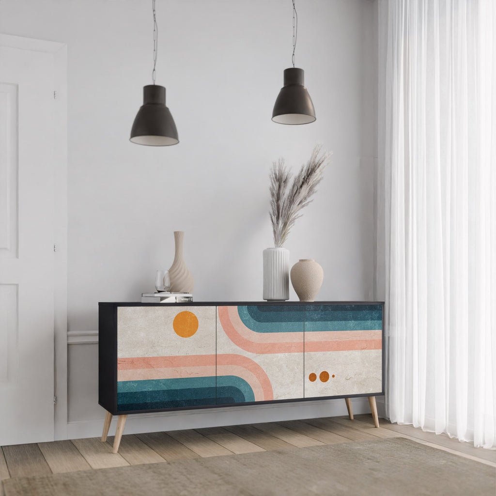 Buffet 3 portes TWO HALVES en finition noire