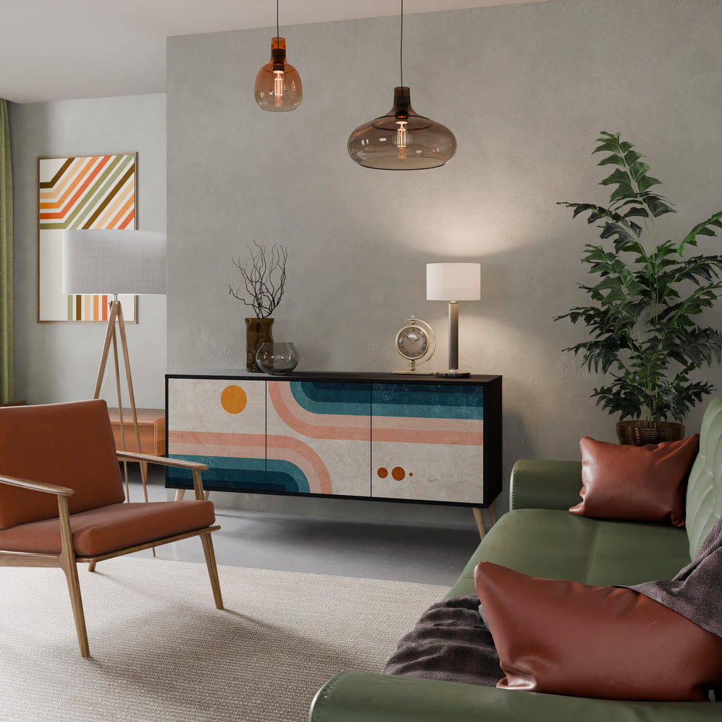 Buffet 3 portes TWO HALVES en finition noire