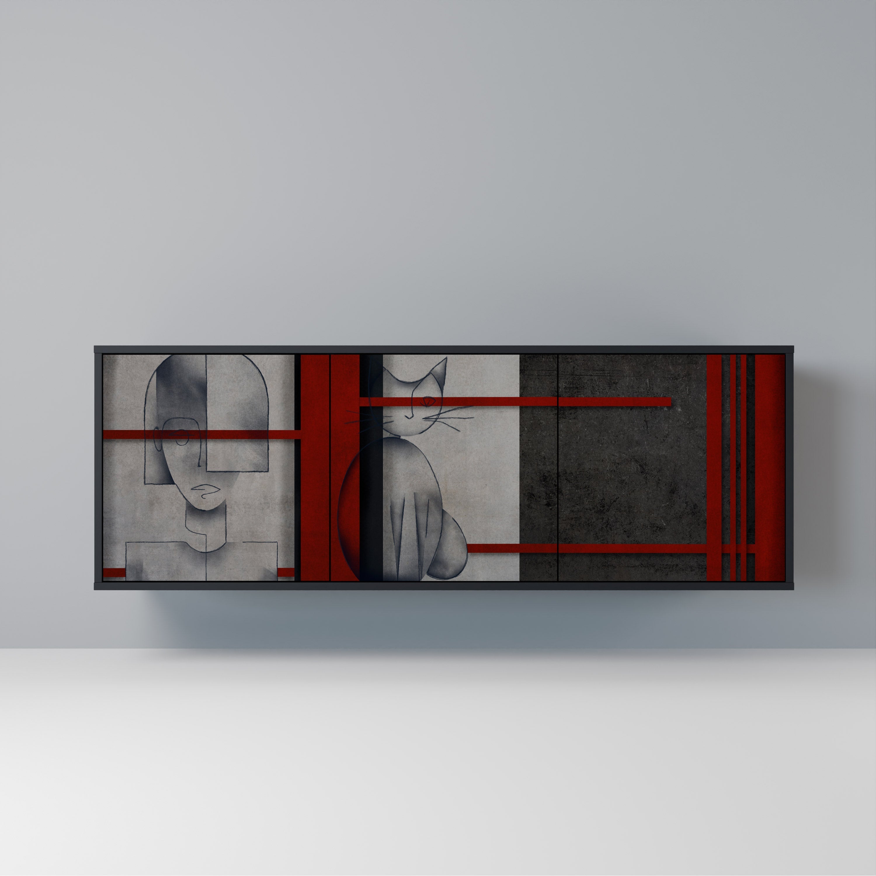 Buffet 3 portes GRAY FIGURES en finition noire