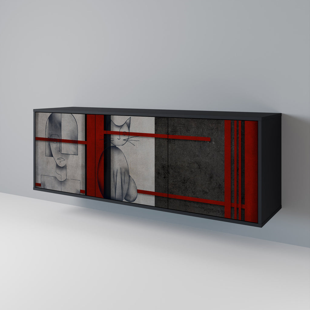 GRAY FIGURES 3-Door Sideboard in Black Finish