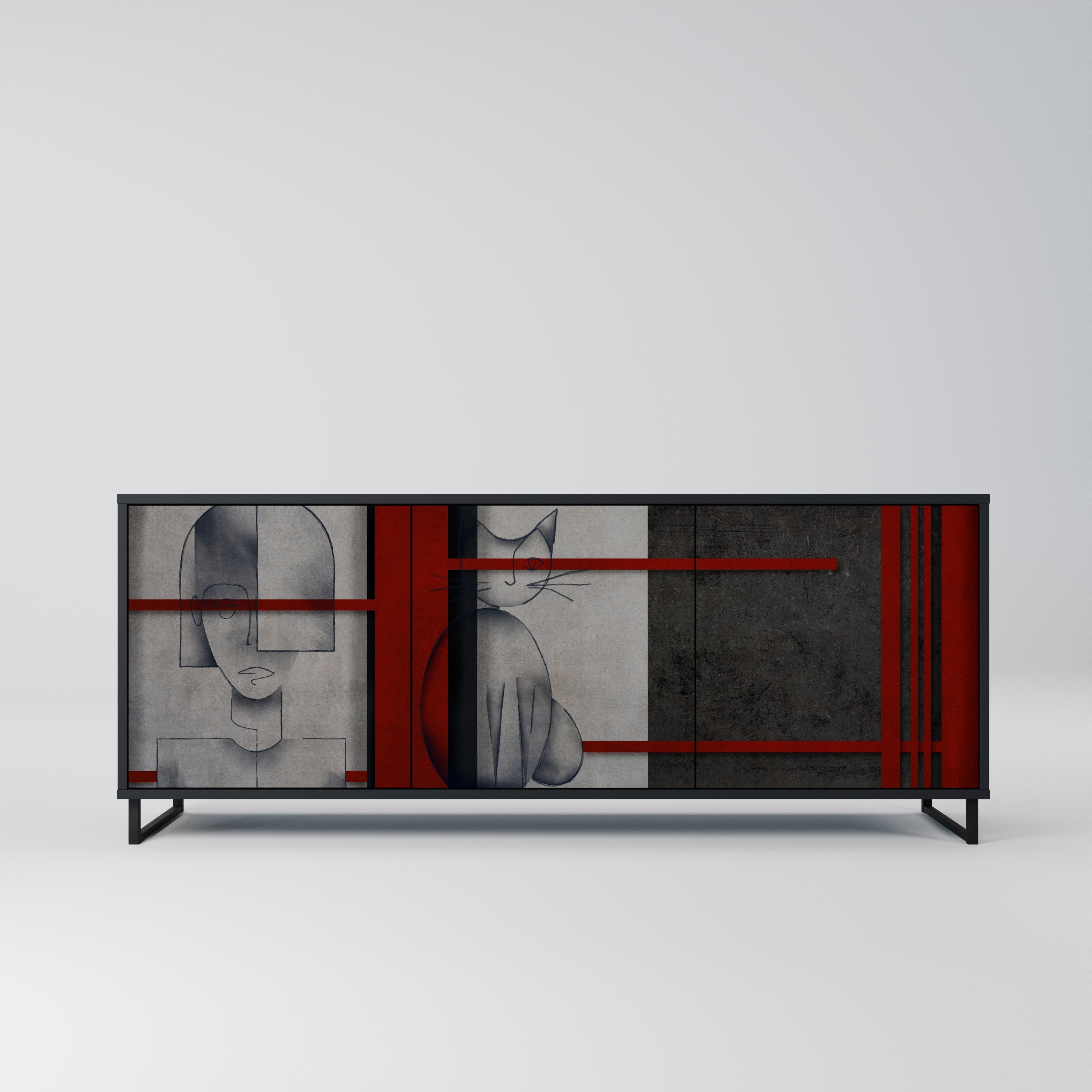 Buffet 3 portes GRAY FIGURES en finition noire