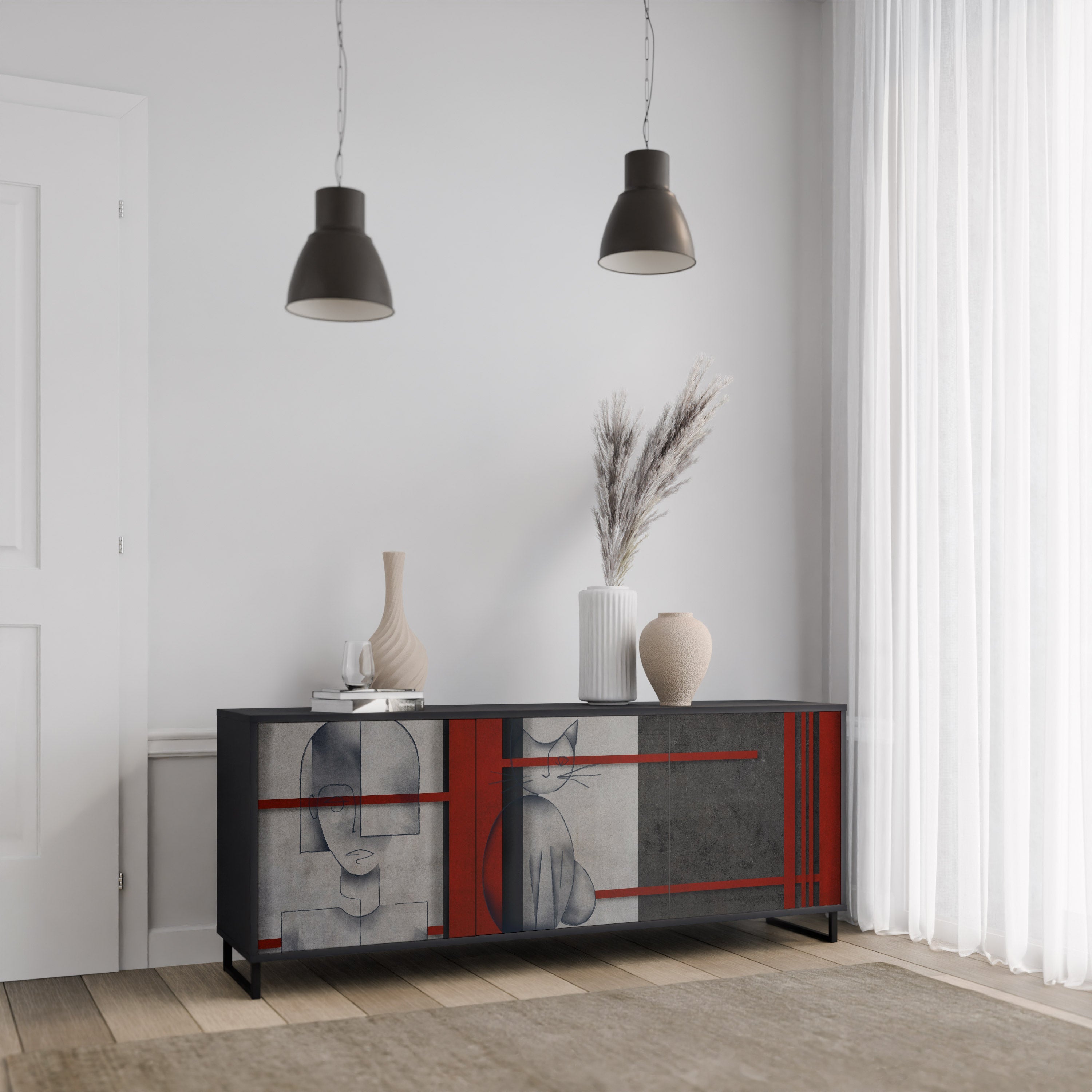 Buffet 3 portes GRAY FIGURES en finition noire