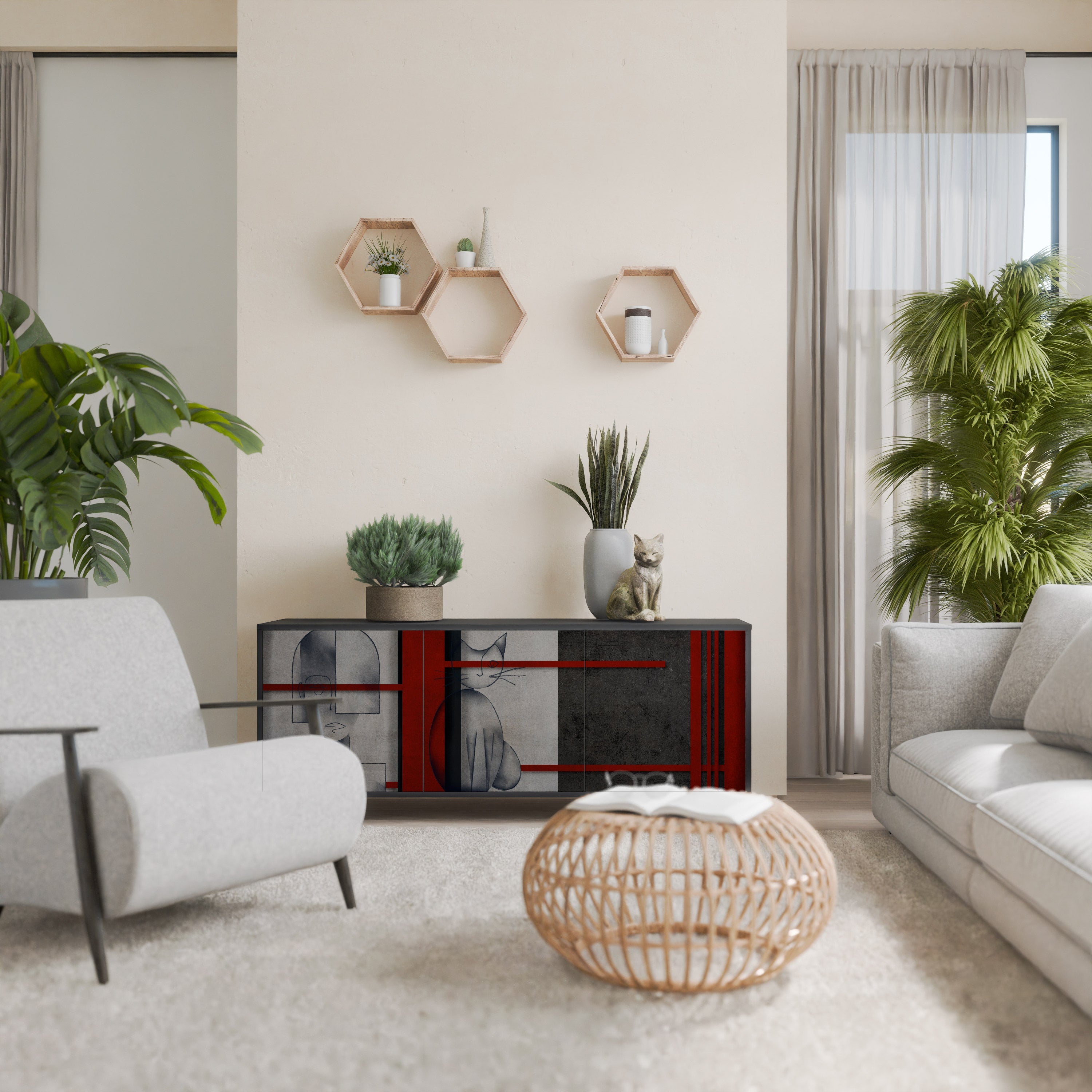 Buffet 3 portes GRAY FIGURES en finition noire