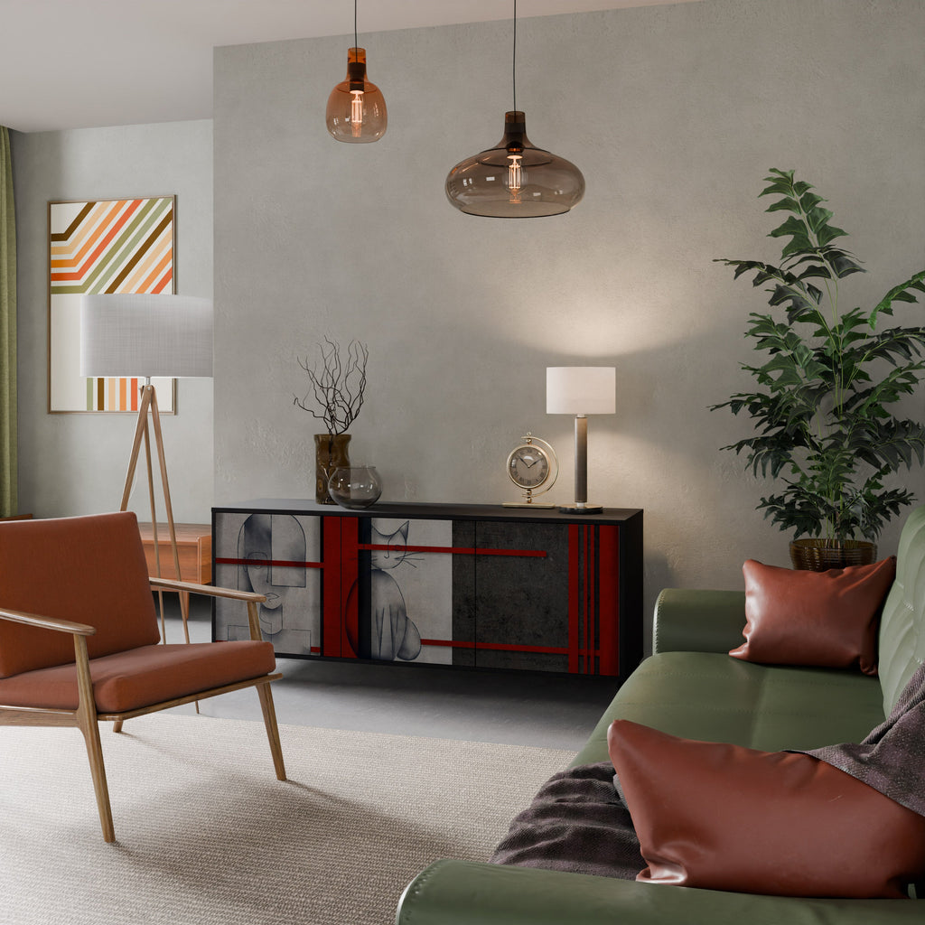 GRAY FIGURES 3-Door Sideboard in Black Finish