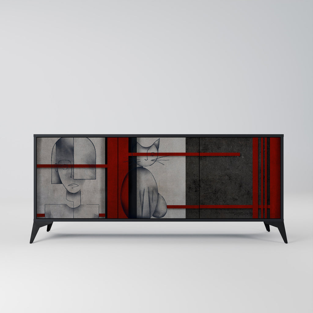 GRAY FIGURES 3-Door Sideboard in Black Finish
