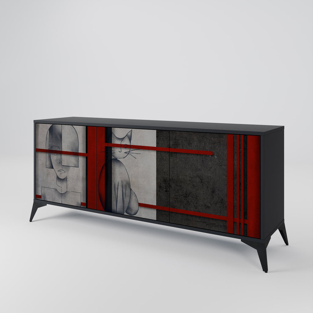 GRAY FIGURES 3-Door Sideboard in Black Finish