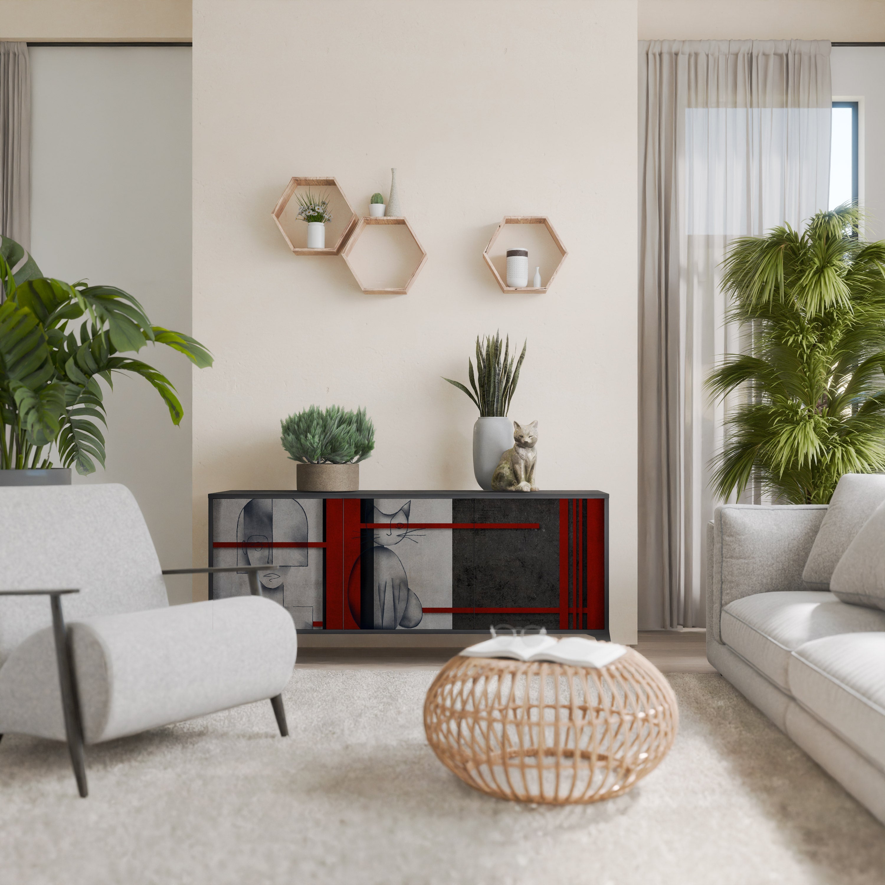 Buffet 3 portes GRAY FIGURES en finition noire