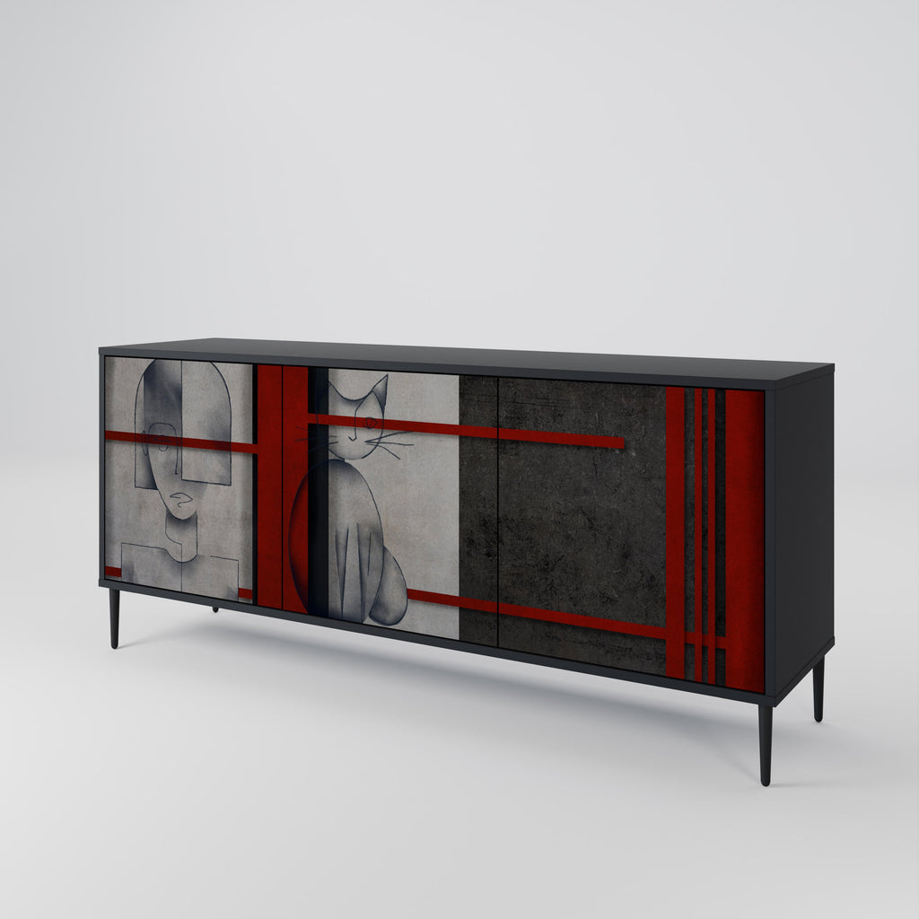 GRAY FIGURES 3-Door Sideboard in Black Finish