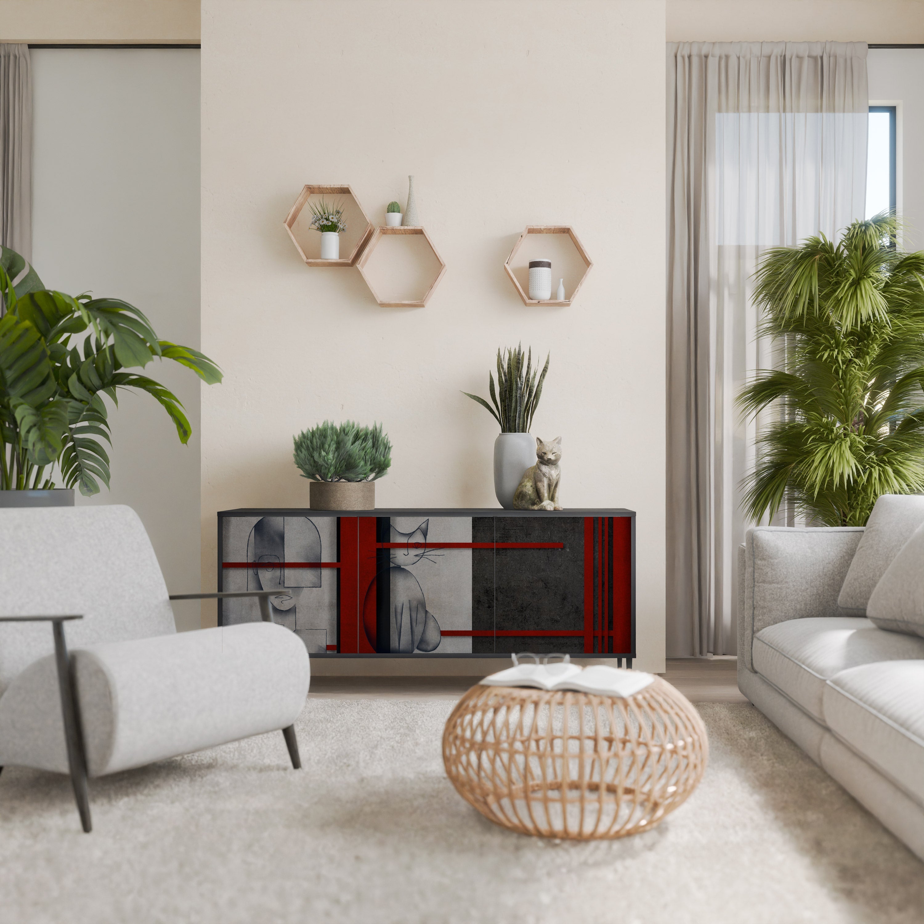 Buffet 3 portes GRAY FIGURES en finition noire