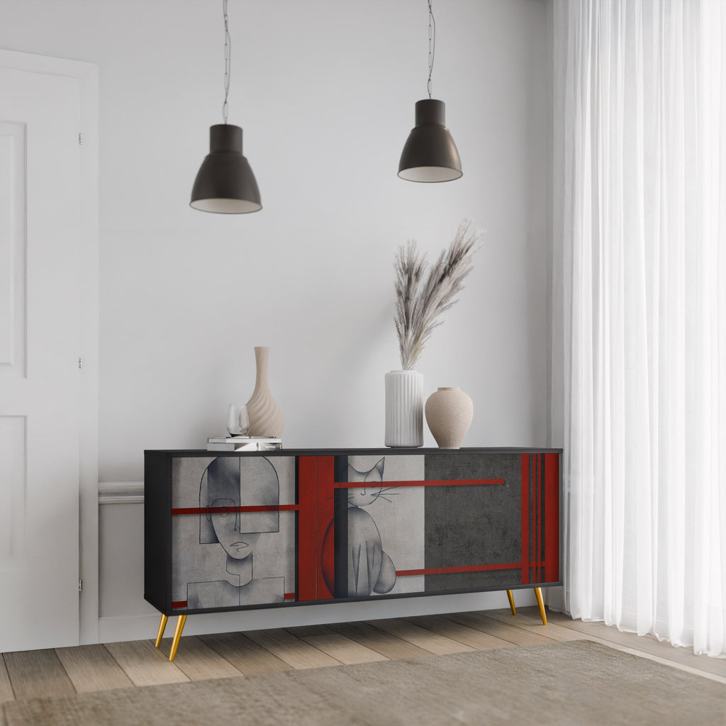 GRAY FIGURES 3-Door Sideboard in Black Finish