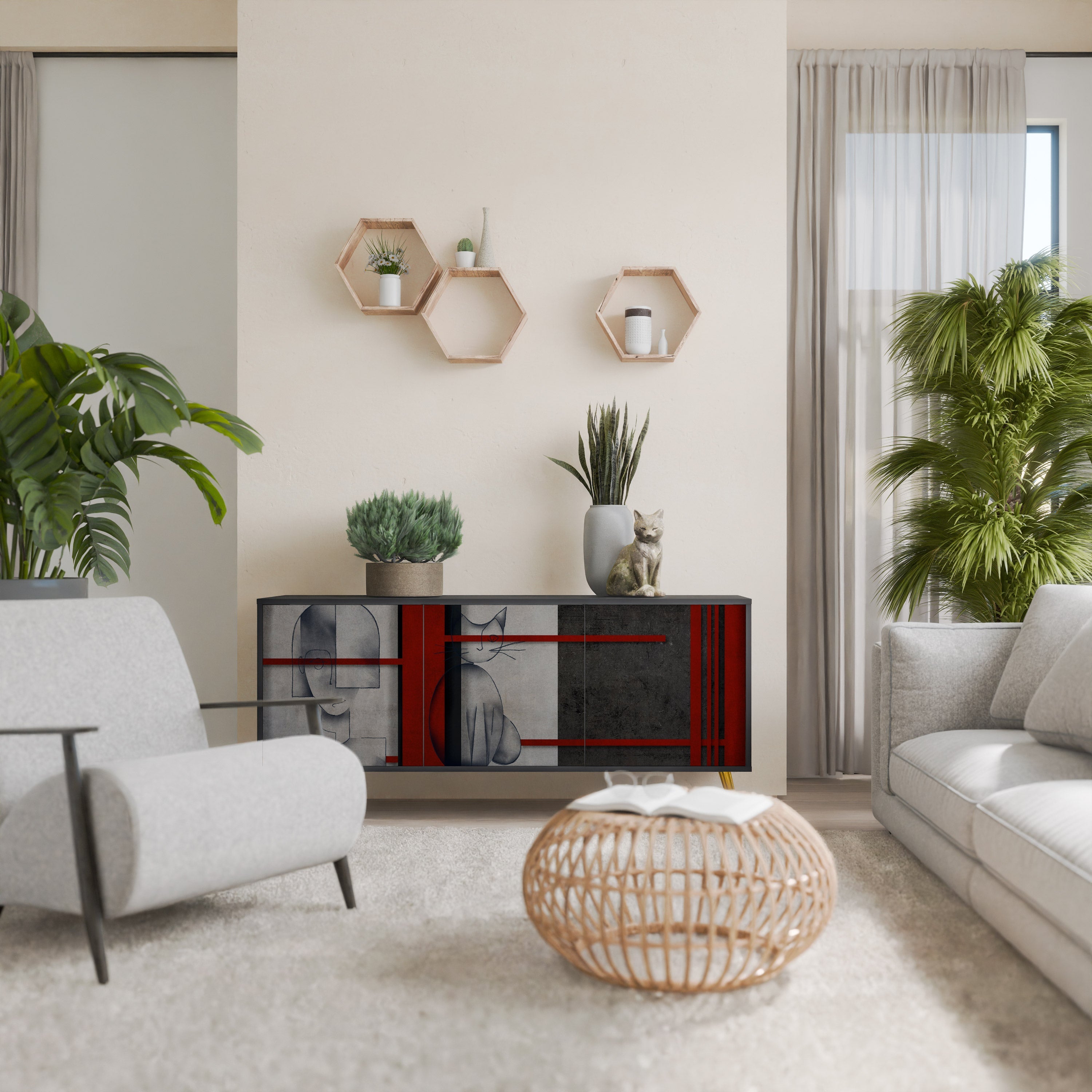 Buffet 3 portes GRAY FIGURES en finition noire