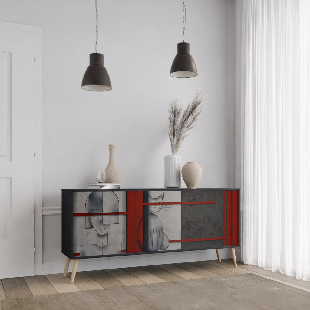 GRAY FIGURES 3-Door Sideboard in Black Finish