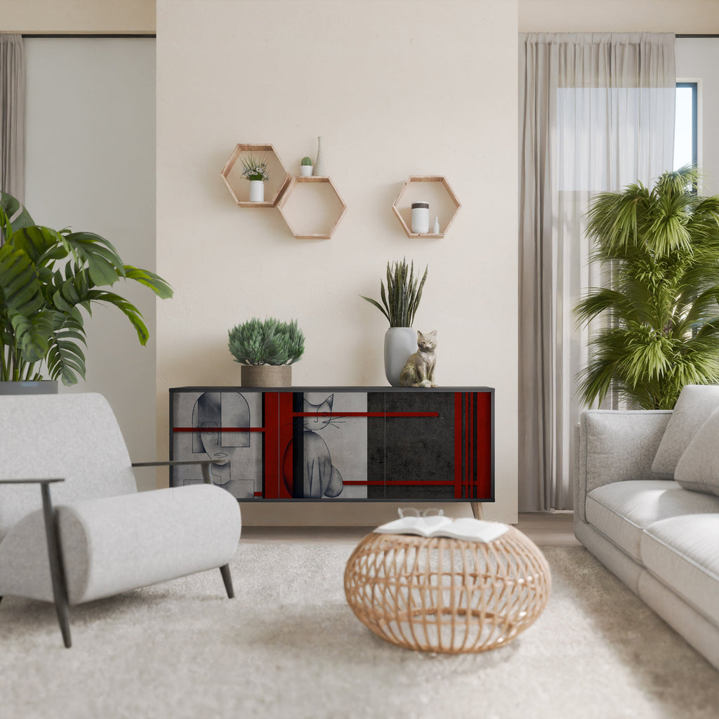 GRAY FIGURES 3-Door Sideboard in Black Finish