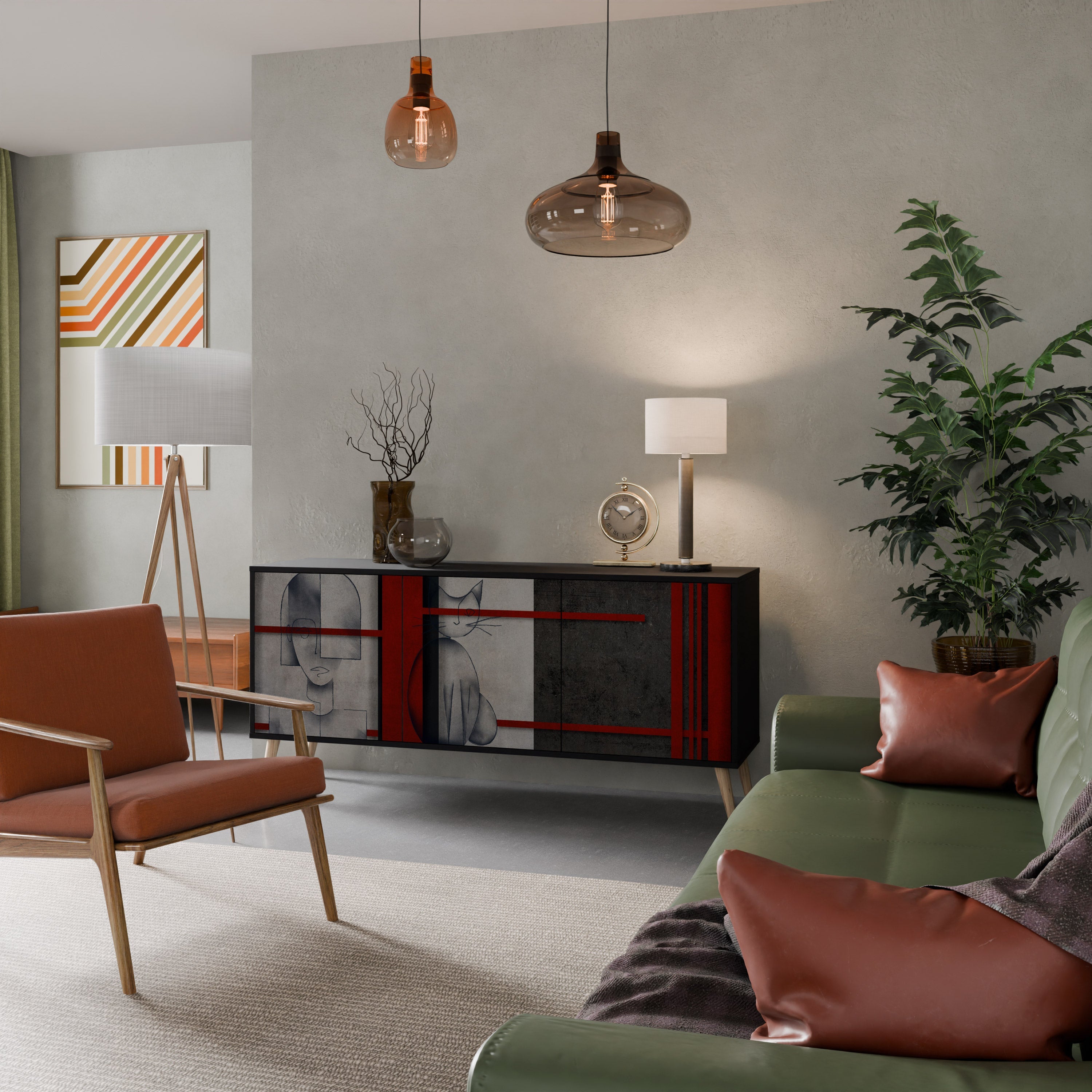 Buffet 3 portes GRAY FIGURES en finition noire