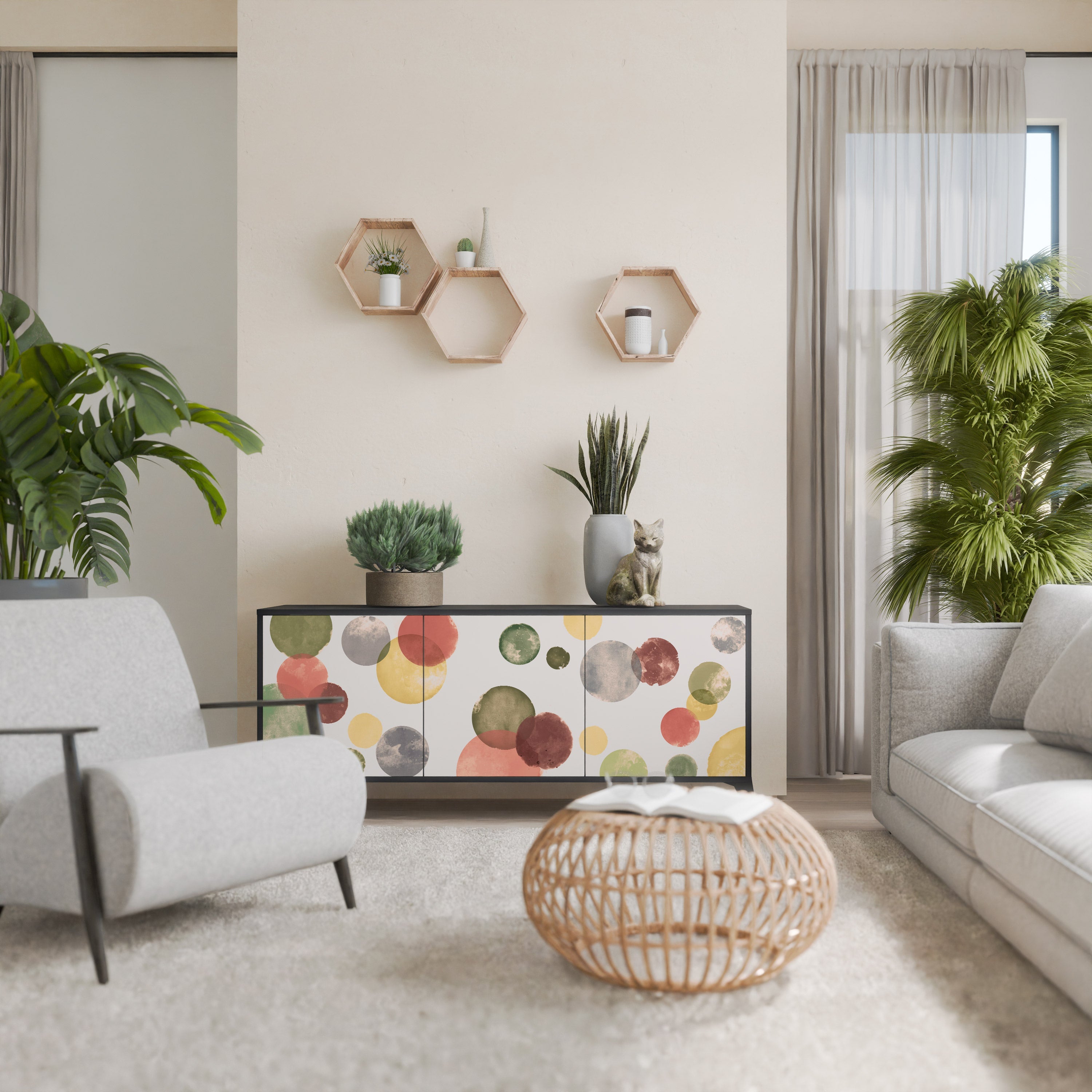 Buffet 3 portes FLEETING HAPPINESS finition noire