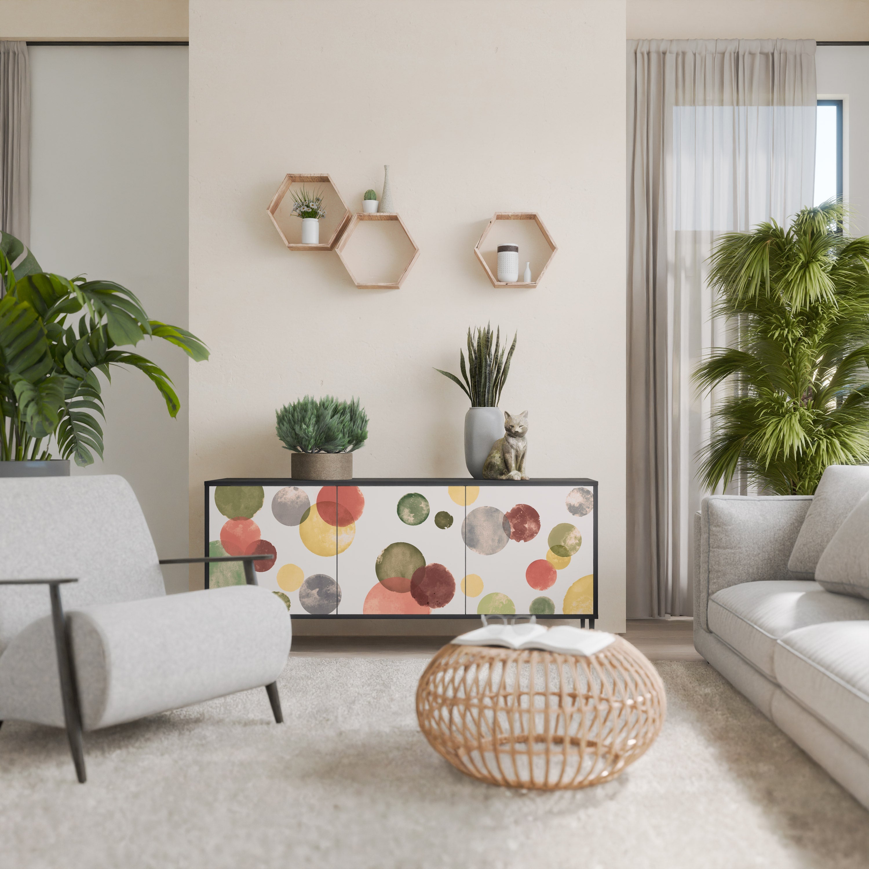 Buffet 3 portes FLEETING HAPPINESS finition noire