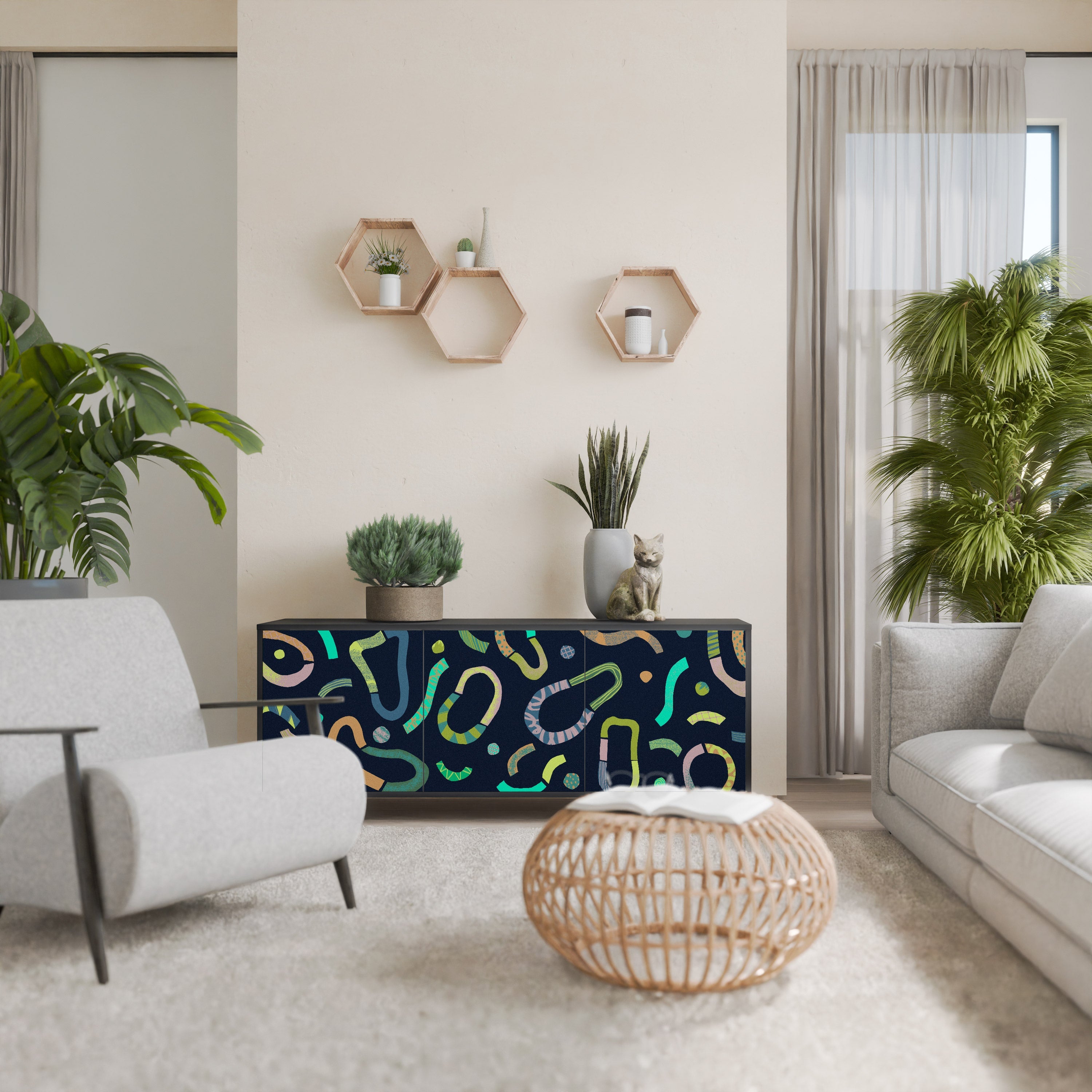 Buffet 3 portes CONTRAST DANCE finition noire