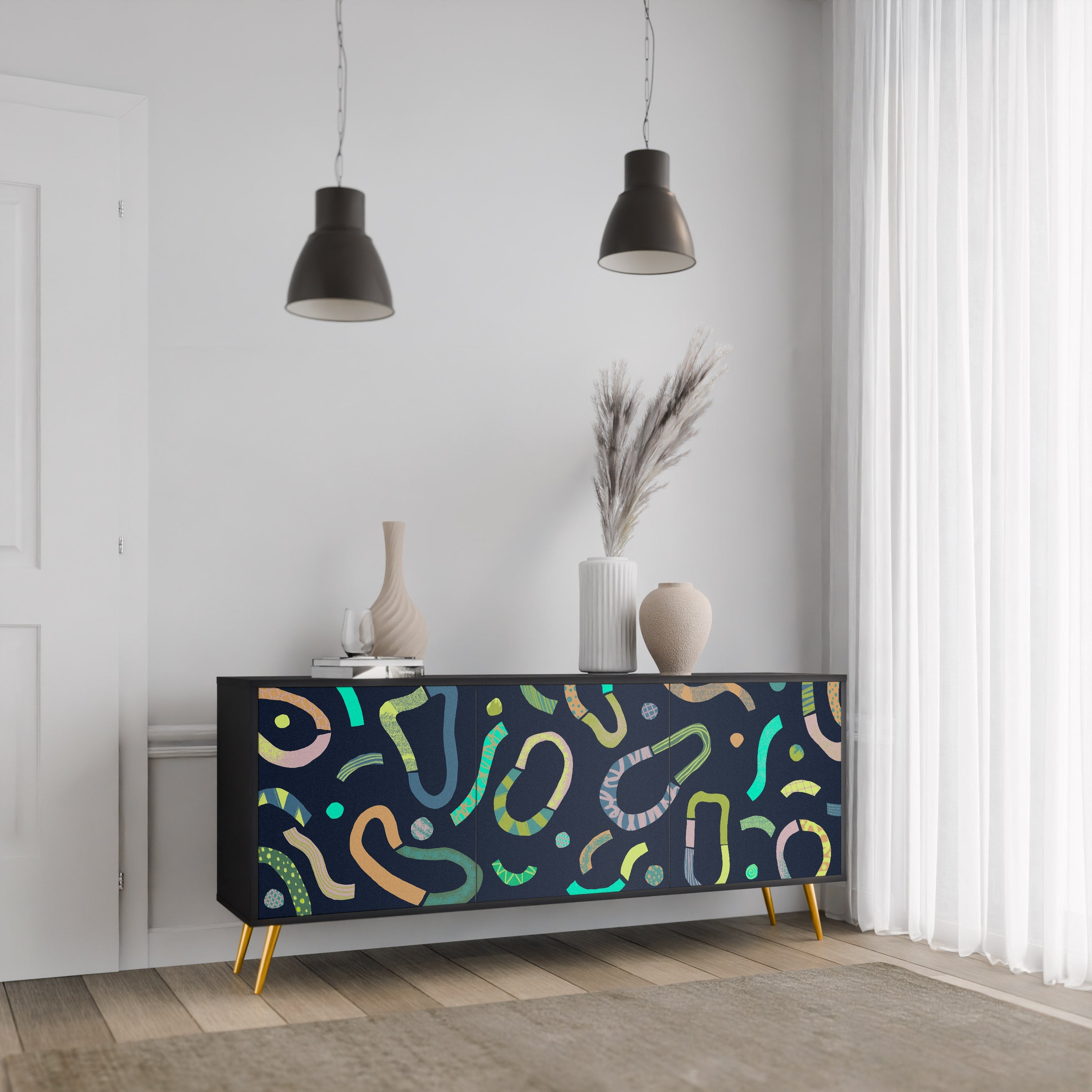 Buffet 3 portes CONTRAST DANCE finition noire