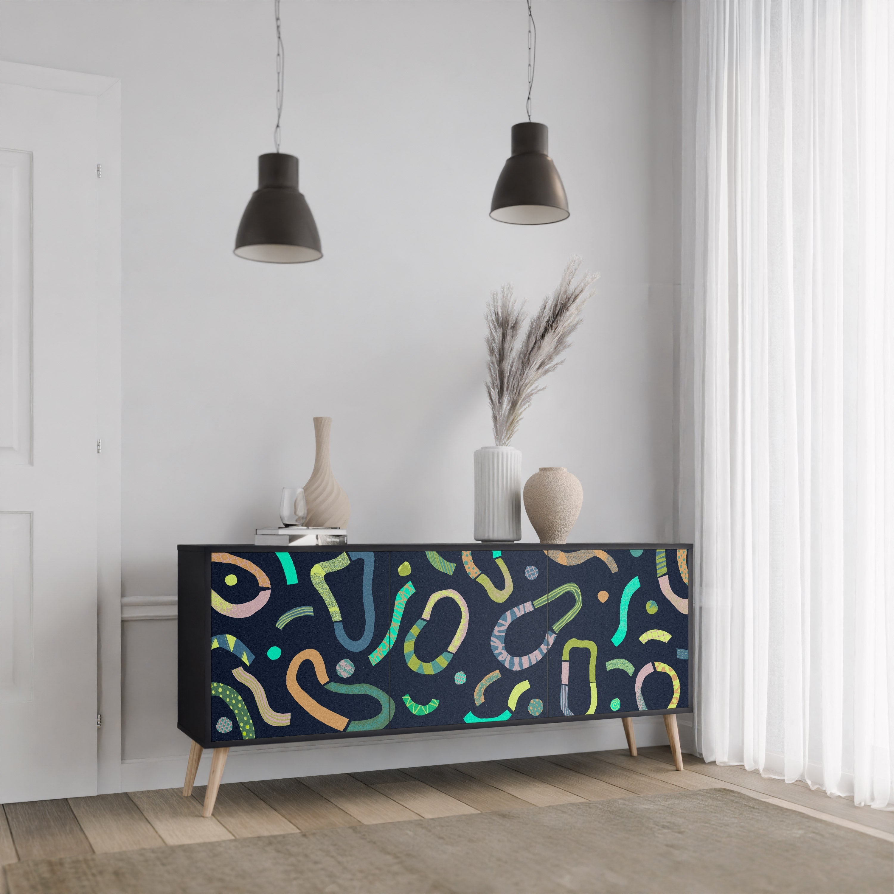 Buffet 3 portes CONTRAST DANCE finition noire