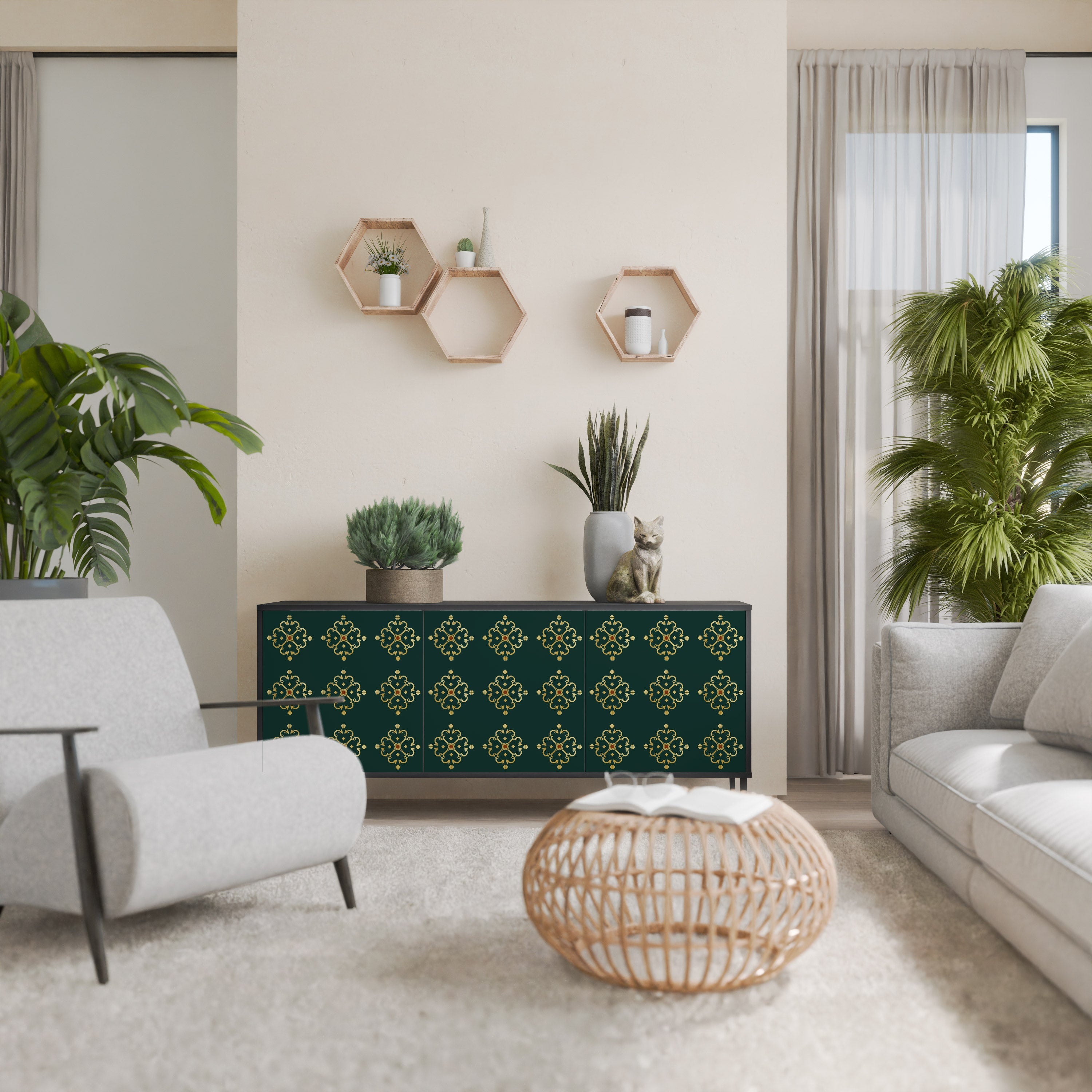 Buffet 3 portes ROYAL MEDALLION en finition noire