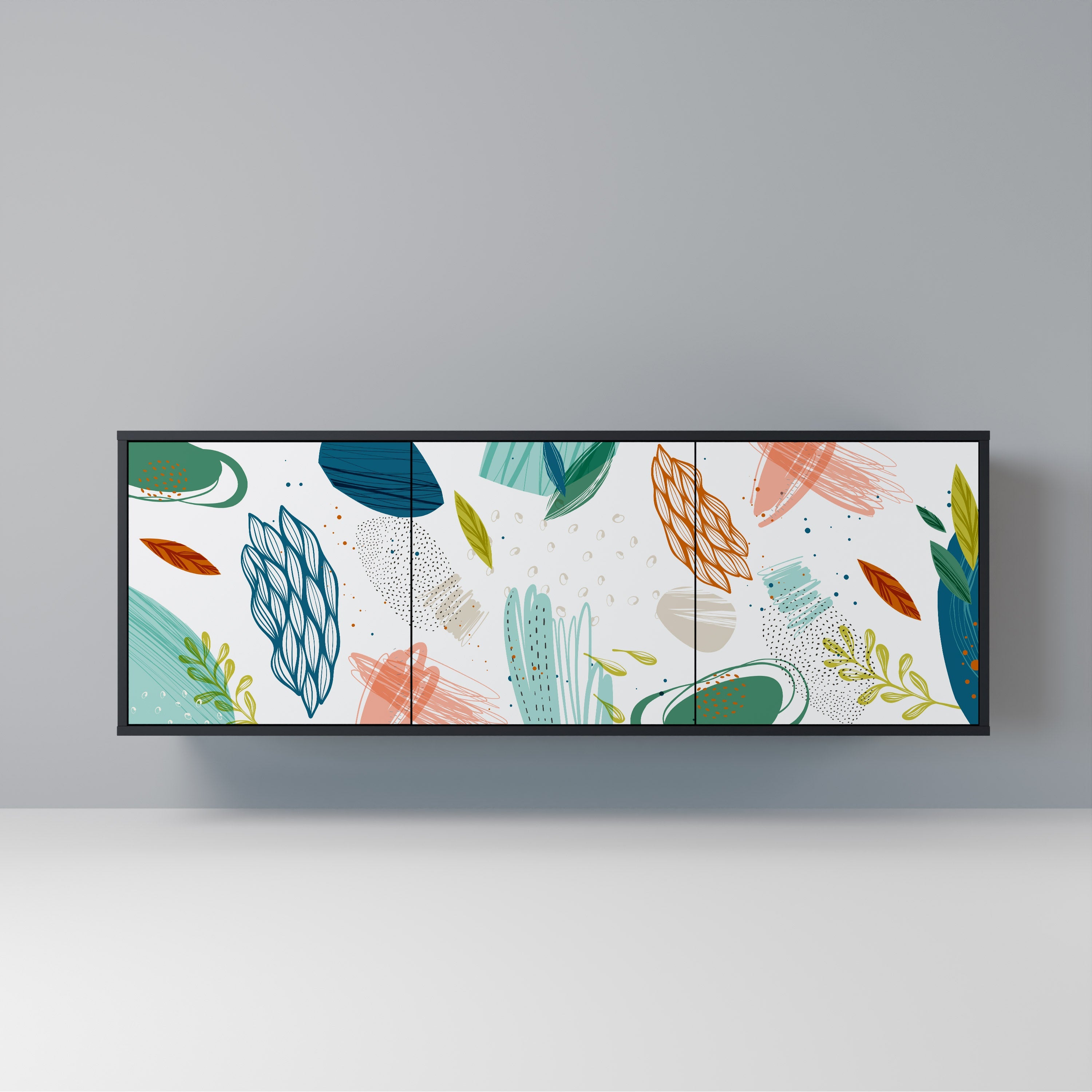 Buffet 3 portes BOTANICAL HURRICANE en finition noire