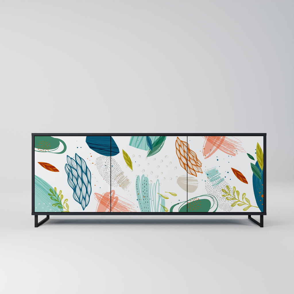 Buffet 3 portes BOTANICAL HURRICANE en finition noire