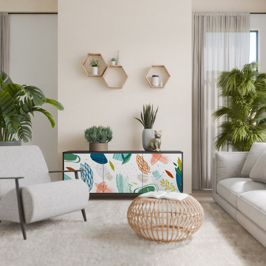 Buffet 3 portes BOTANICAL HURRICANE en finition noire