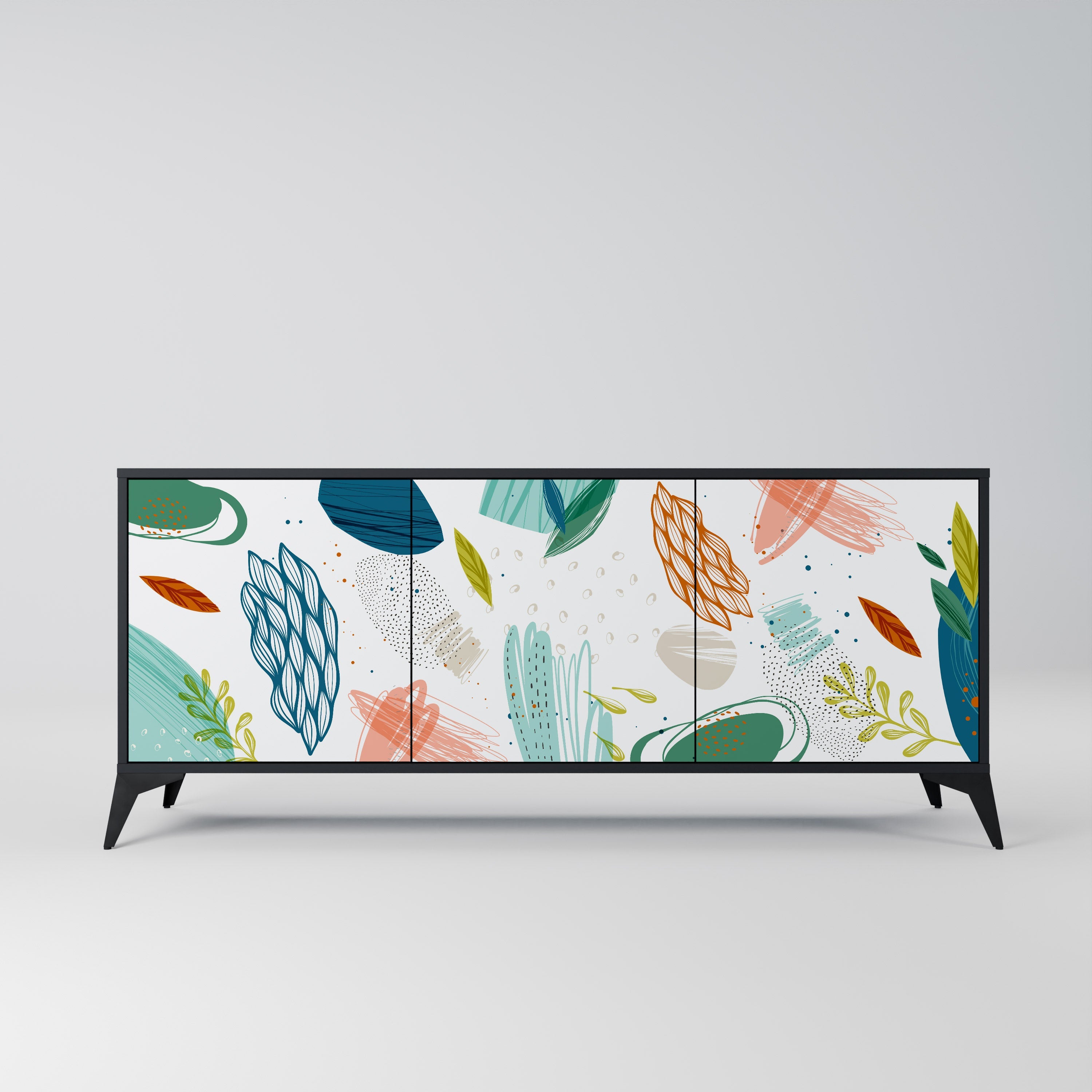 Buffet 3 portes BOTANICAL HURRICANE en finition noire