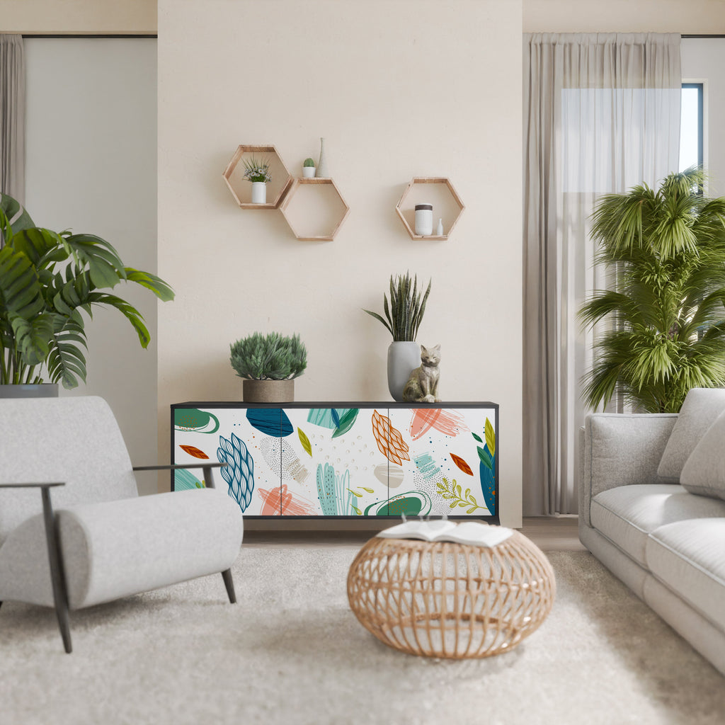 Buffet 3 portes BOTANICAL HURRICANE en finition noire