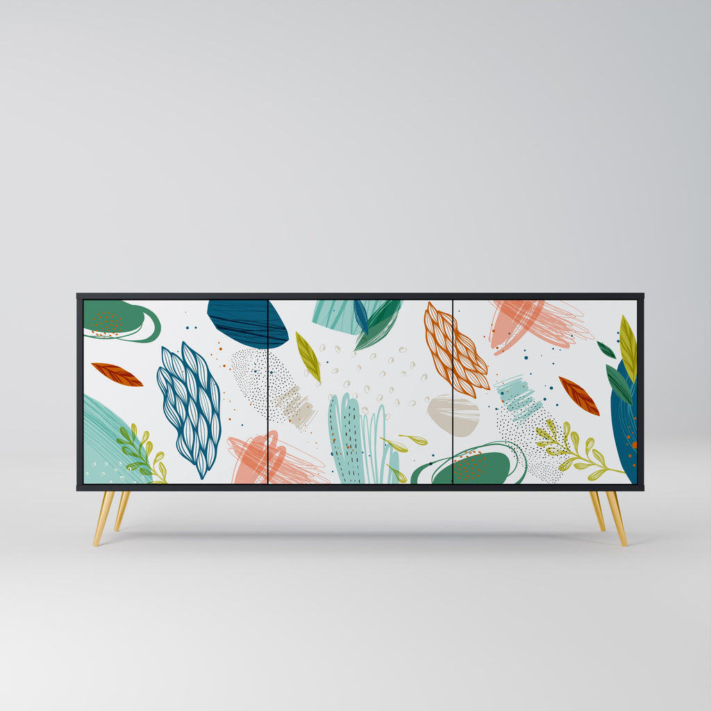 Buffet 3 portes BOTANICAL HURRICANE en finition noire